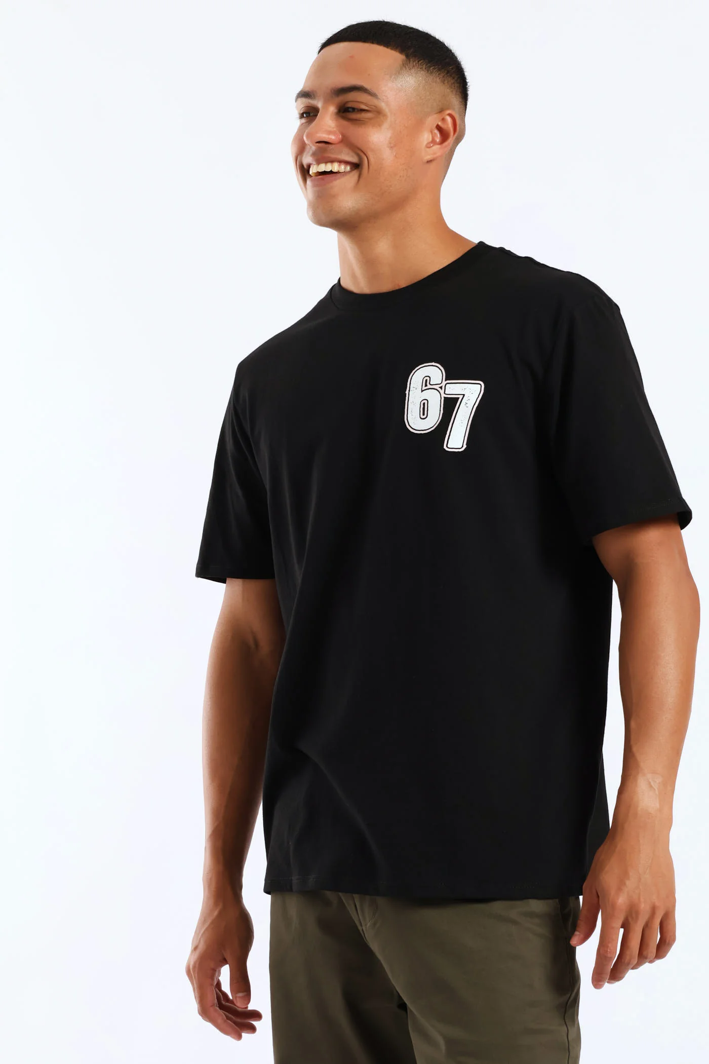 Front Chest Print Tee - Black - Image 2