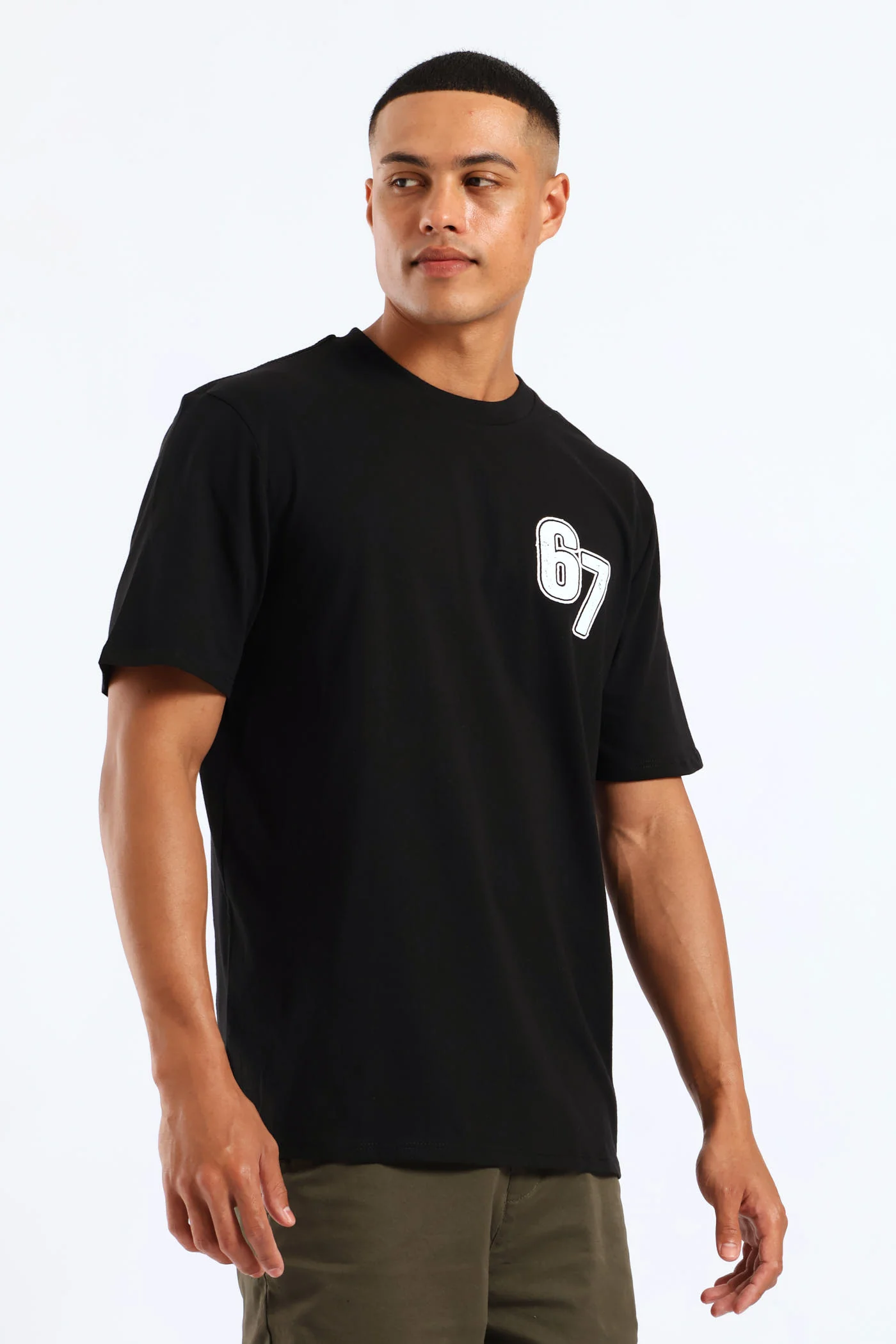 Front Chest Print Tee - Black - Image 3