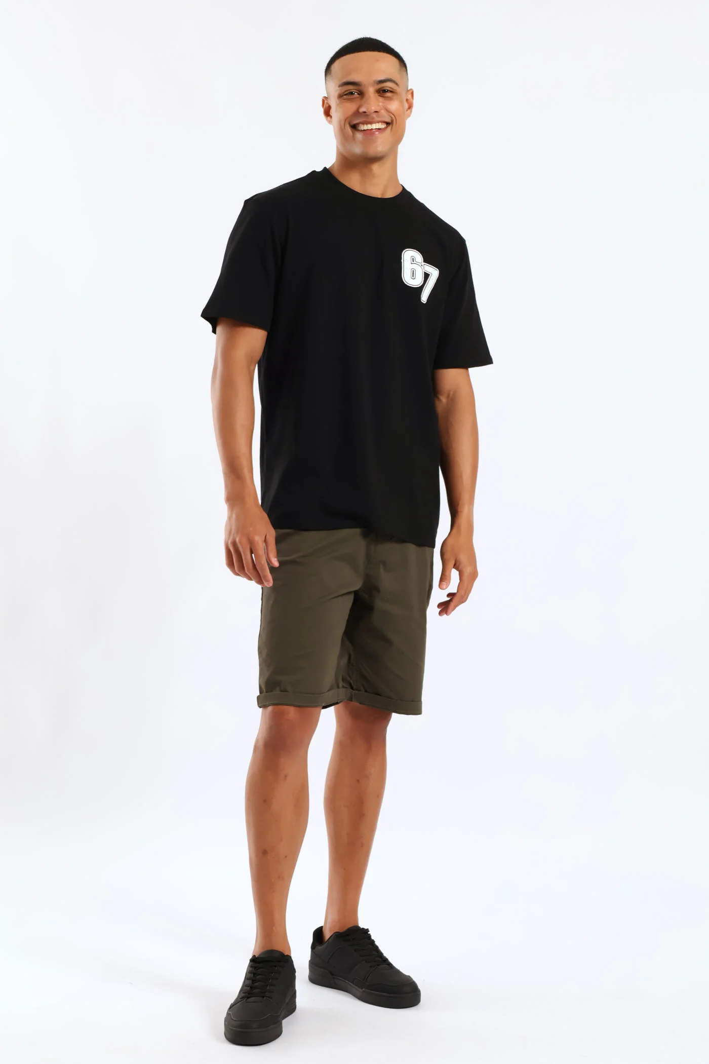 Front Chest Print Tee - Black - Image 5