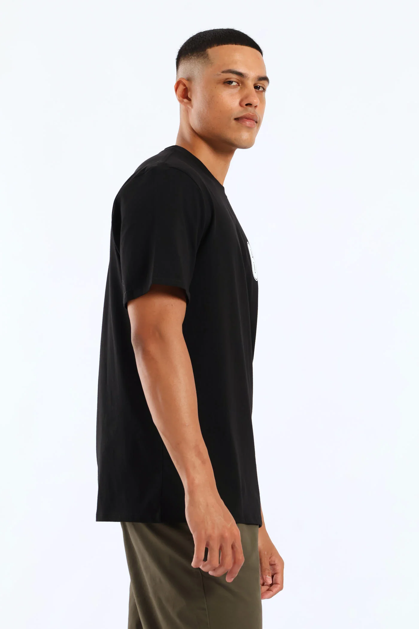 Front Chest Print Tee - Black - Image 6