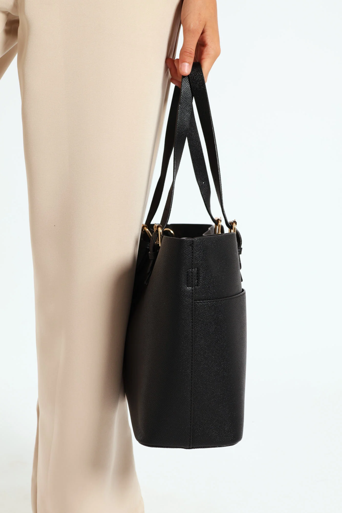 Front Pocket Detail Tote Bag - Black - Image 4