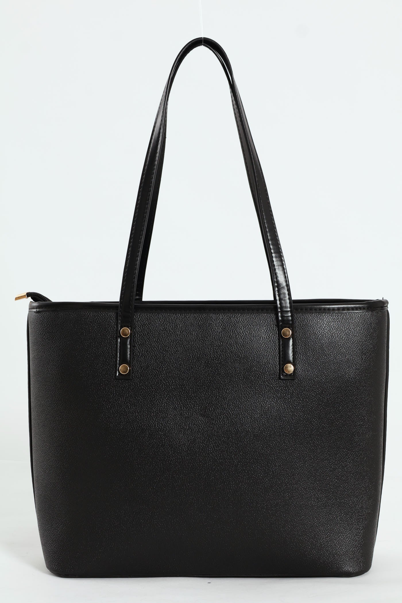 Front Pocket Gold Trim Shopper - Black - Image 4