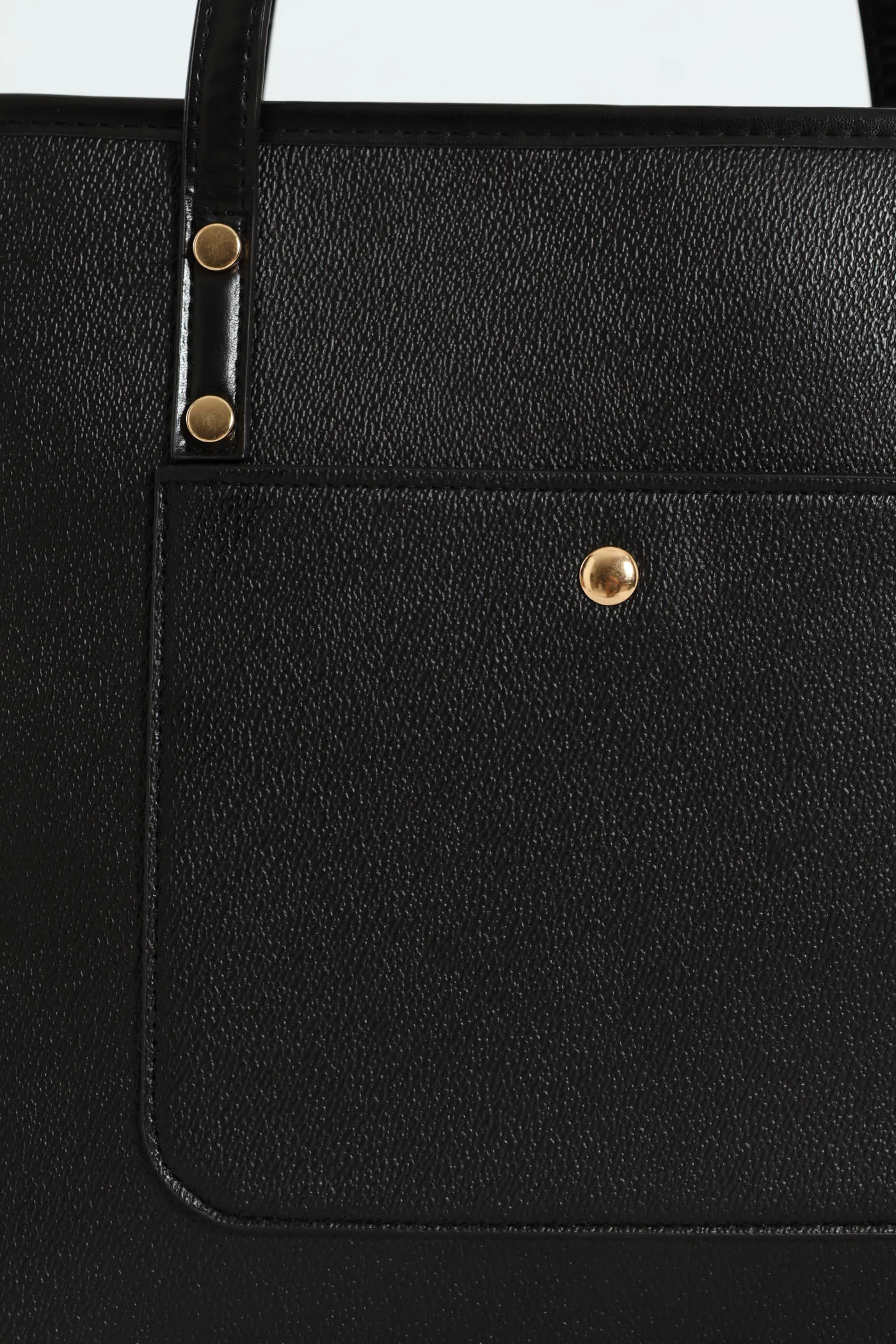 Front Pocket Gold Trim Shopper - Black - Image 5