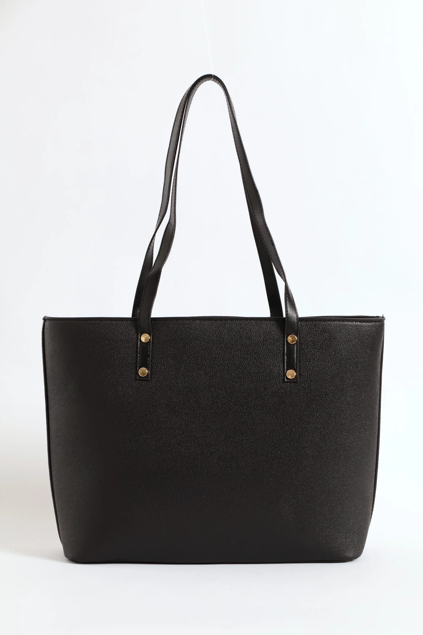 Front Pocket Gold Trim Shopper - Black - Image 3