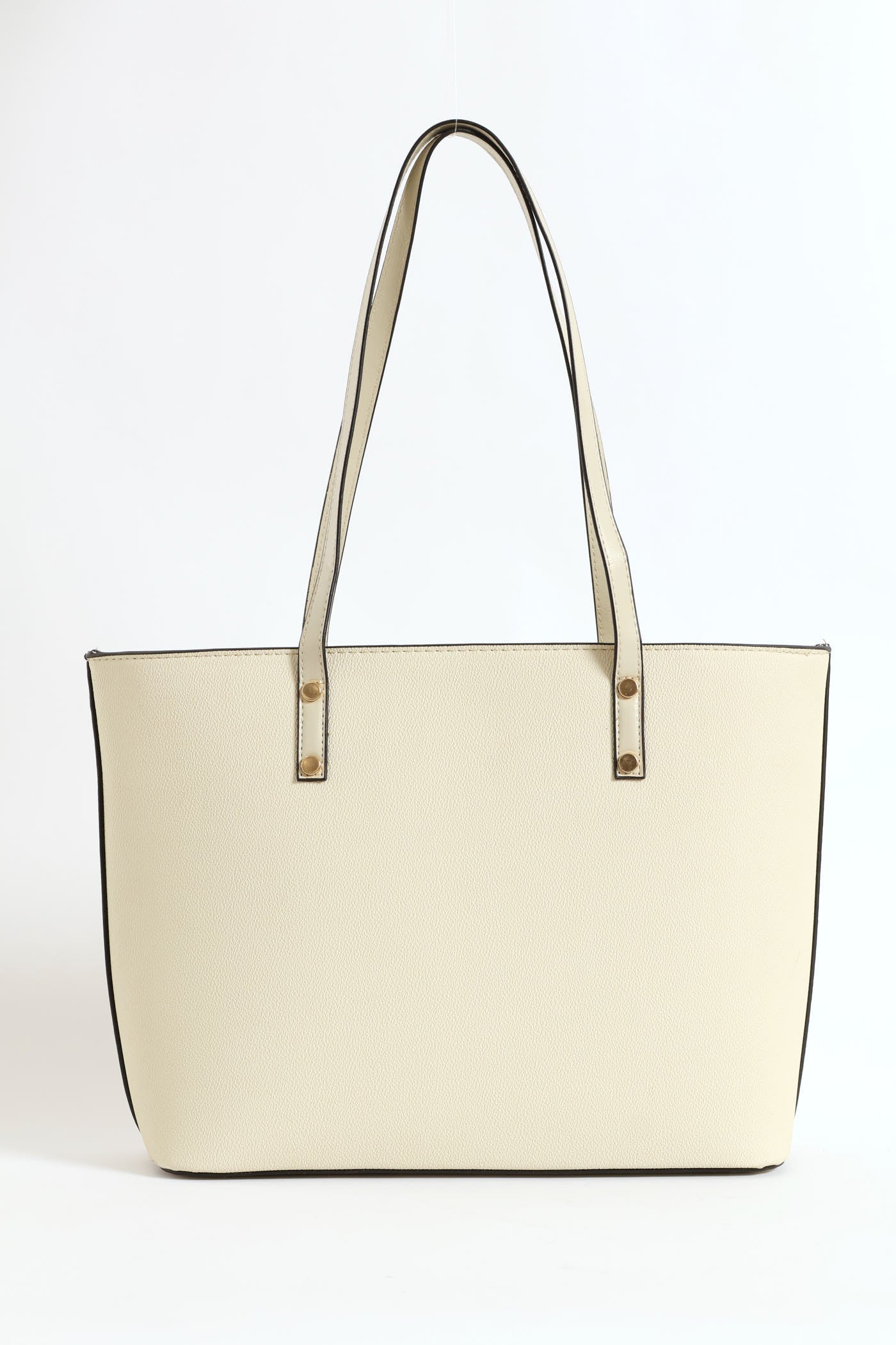 Front Pocket Gold Trim Shopper - Taupe - Image 3