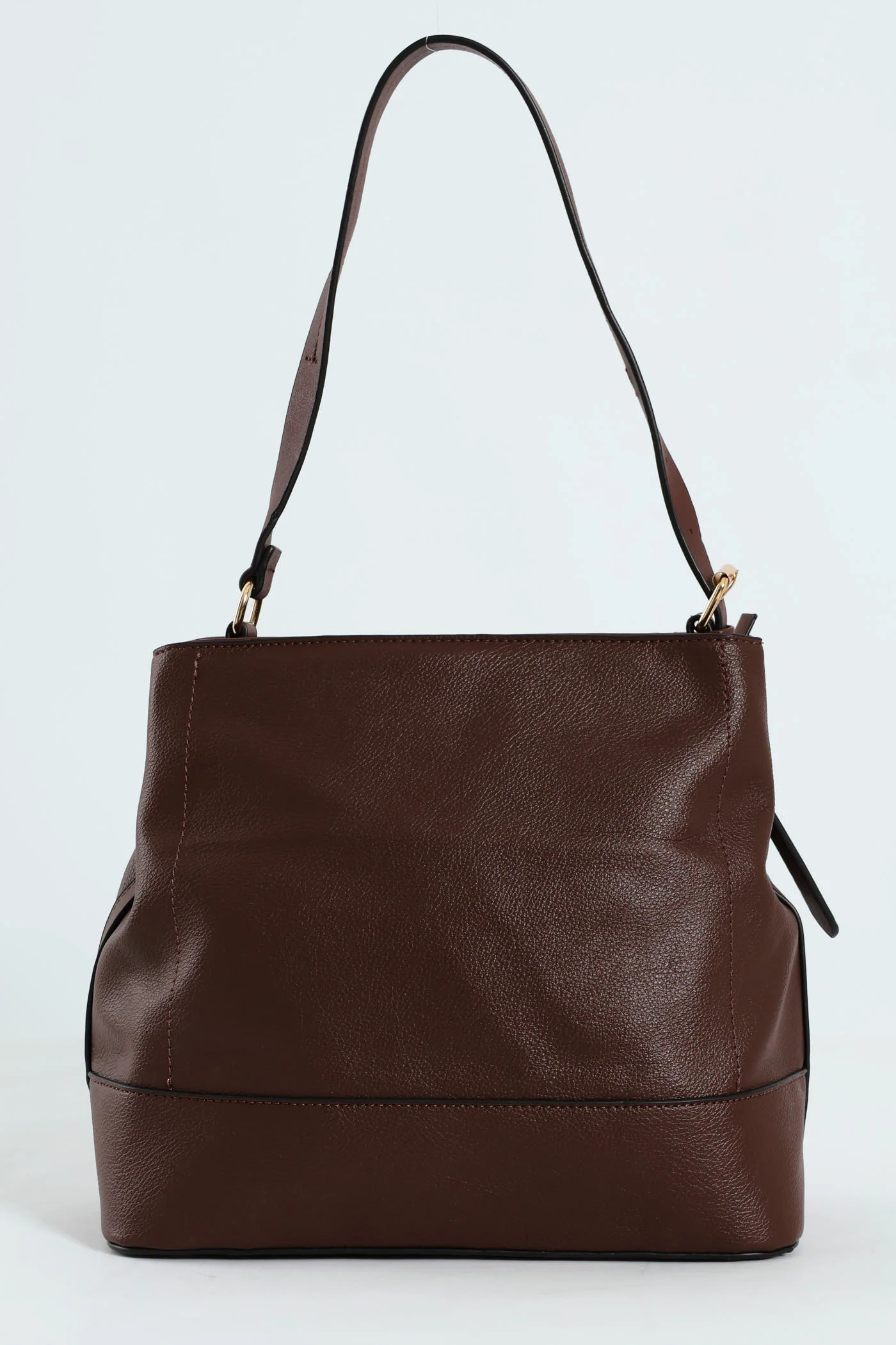 Front Zip Bucket Bag - Dark Brown - Image 2