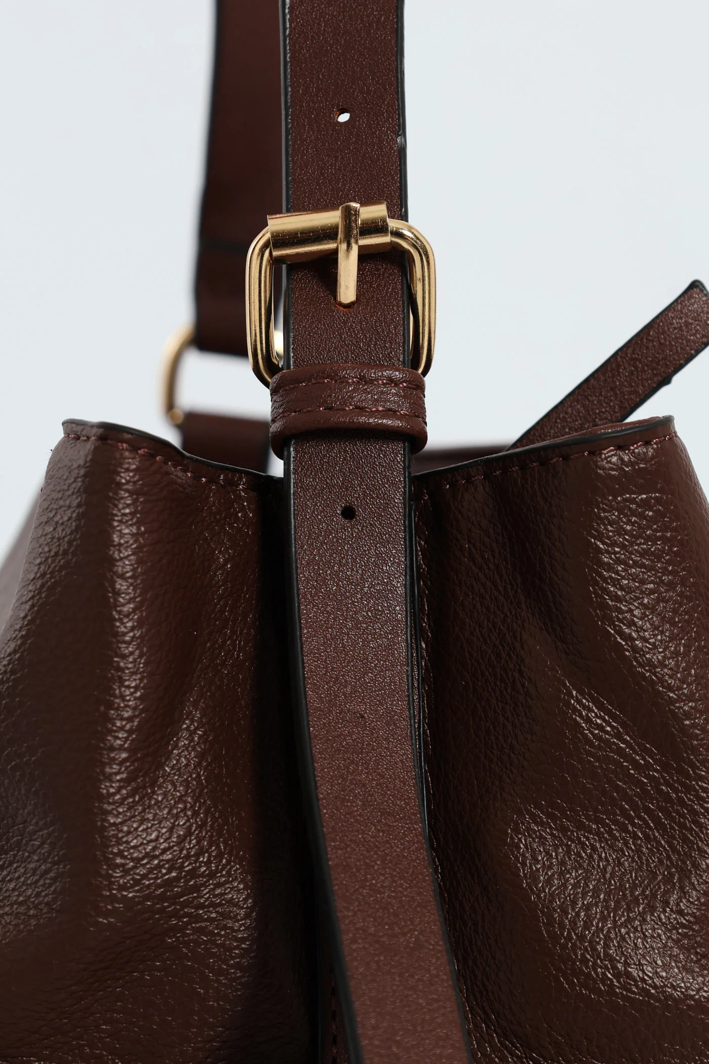 Front Zip Bucket Bag - Dark Brown - Image 5