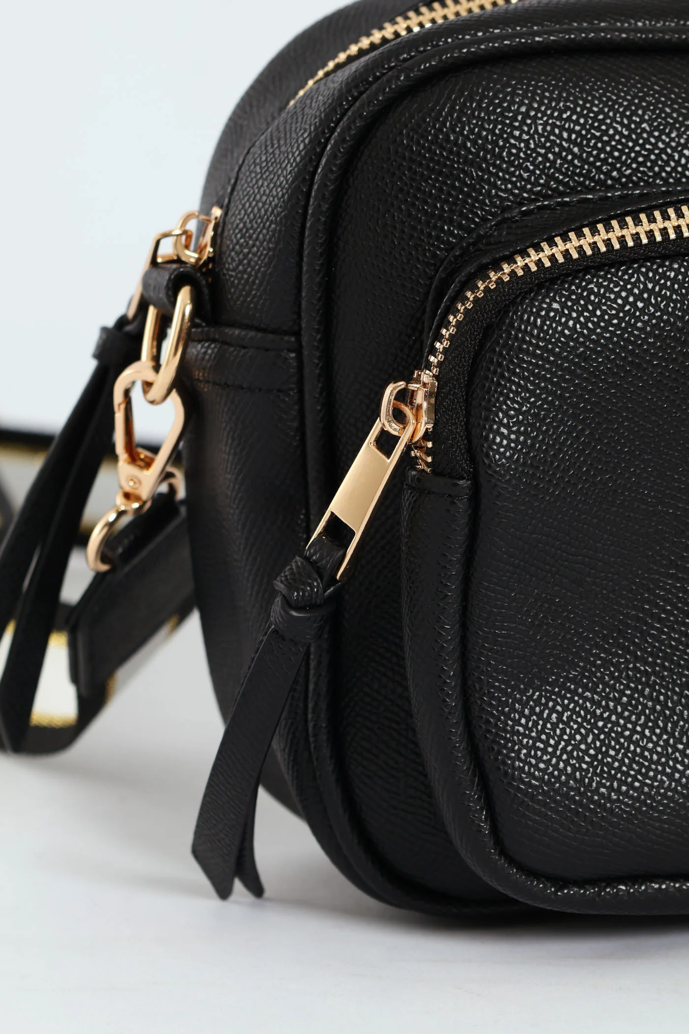 Front Zip Camera Bag With Webbing Strap - Black - Image 2