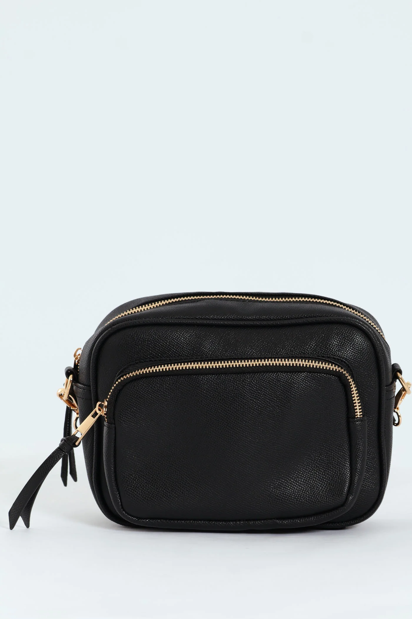 Front Zip Camera Bag With Webbing Strap - Black - Image 4