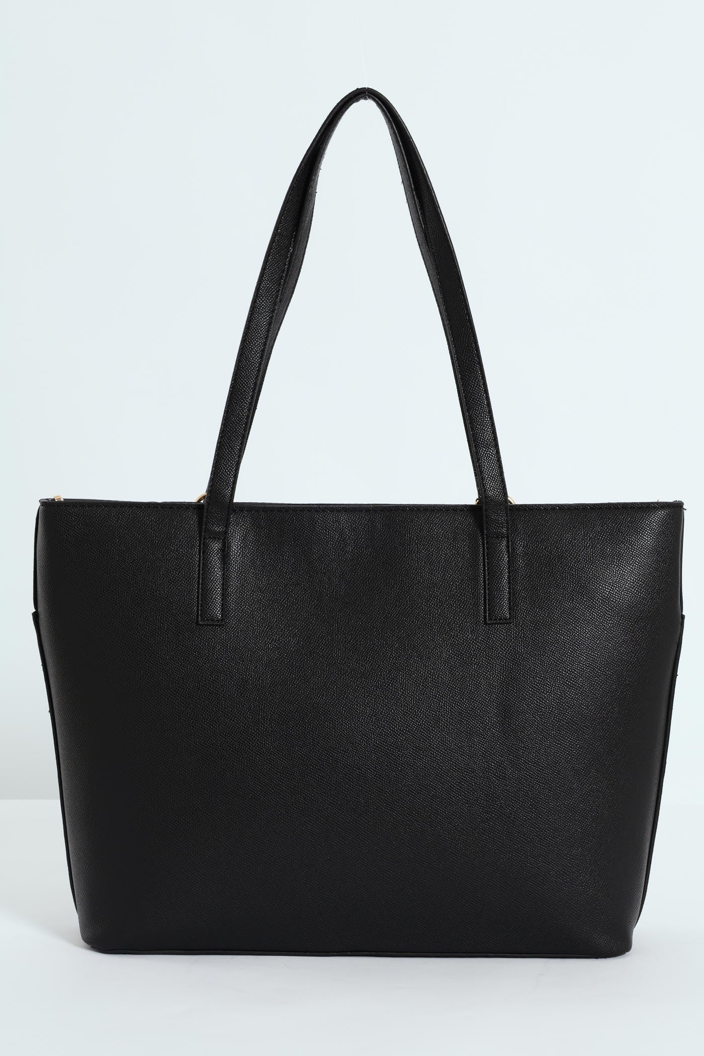 Front Zip Gold Ring Shopper Bag - Black - Image 4
