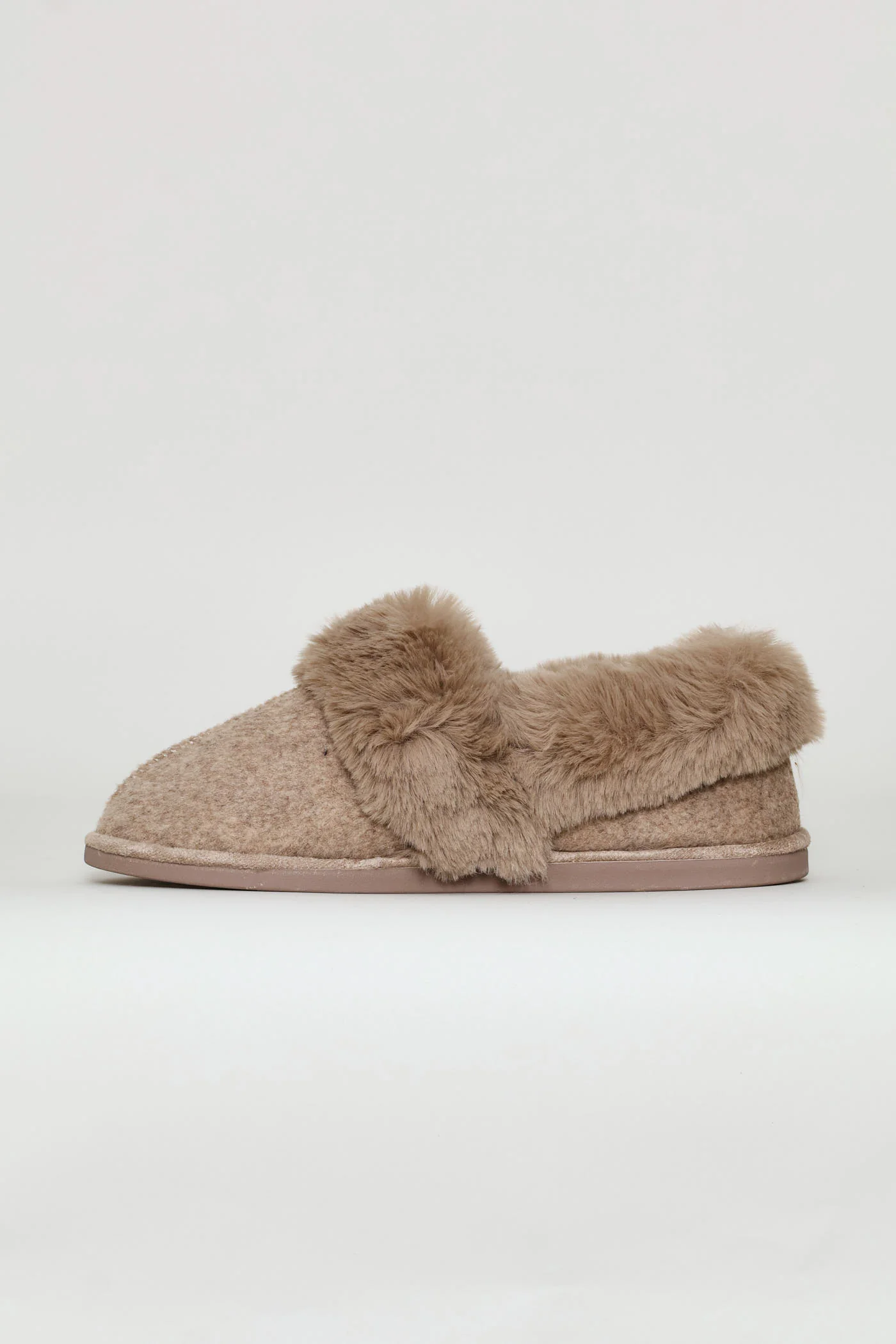 Full Closed Faux Fur Slipper - Taupe - Image 4