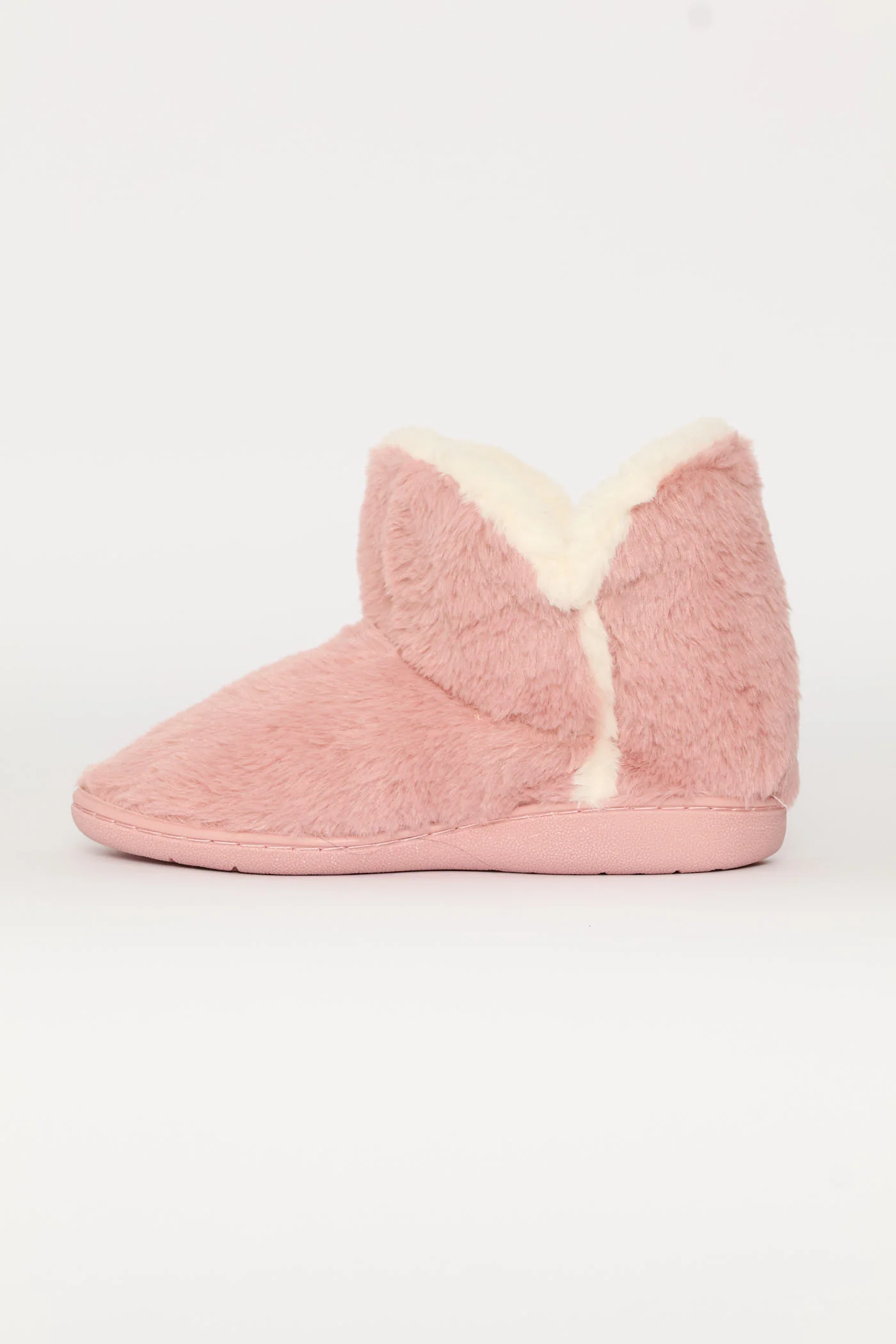 Full Faux Fur Slipper Bootie With Pompoms - Blush - Image 4