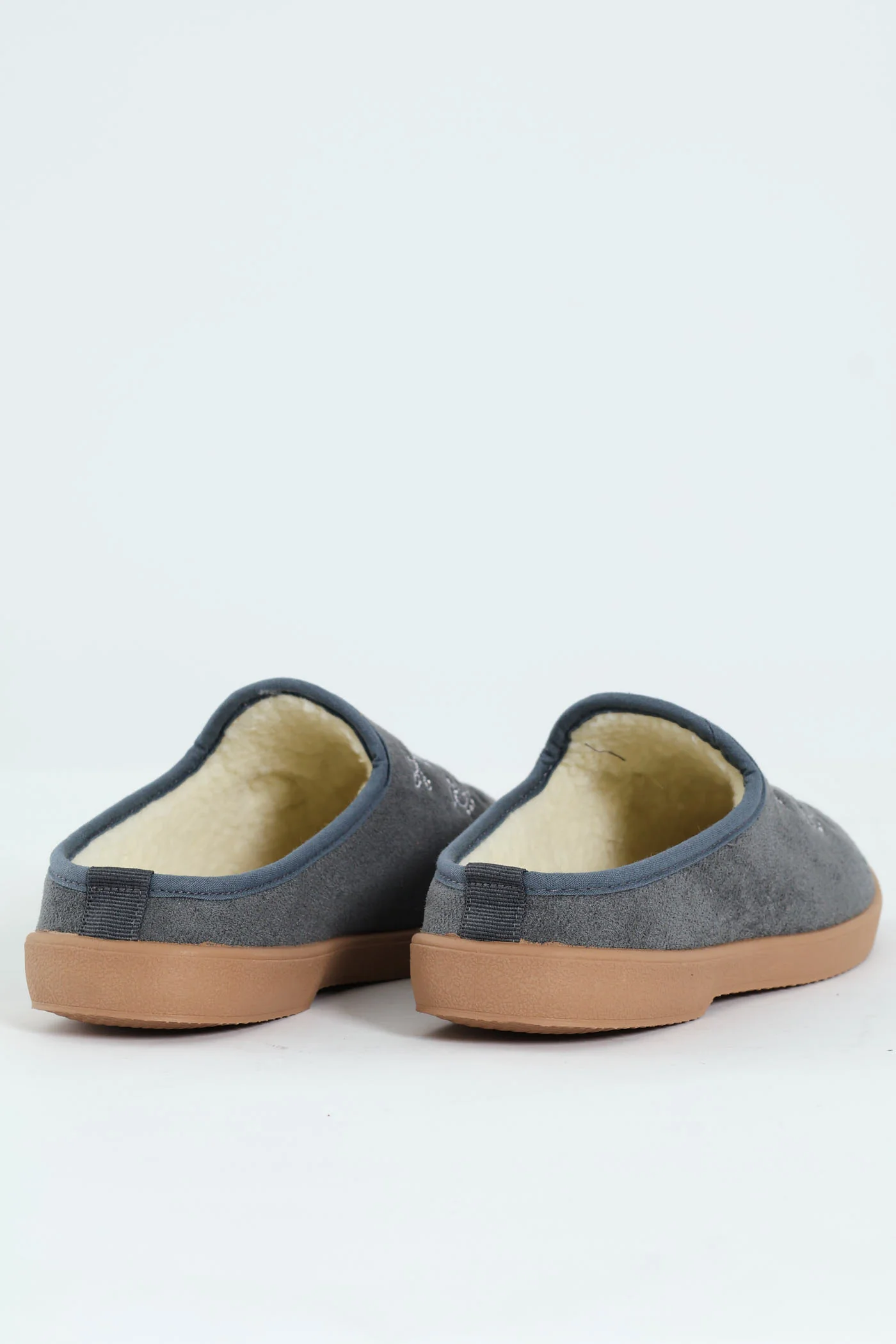 Fully Closed Embroidered Slipper - Dark Grey - Image 3
