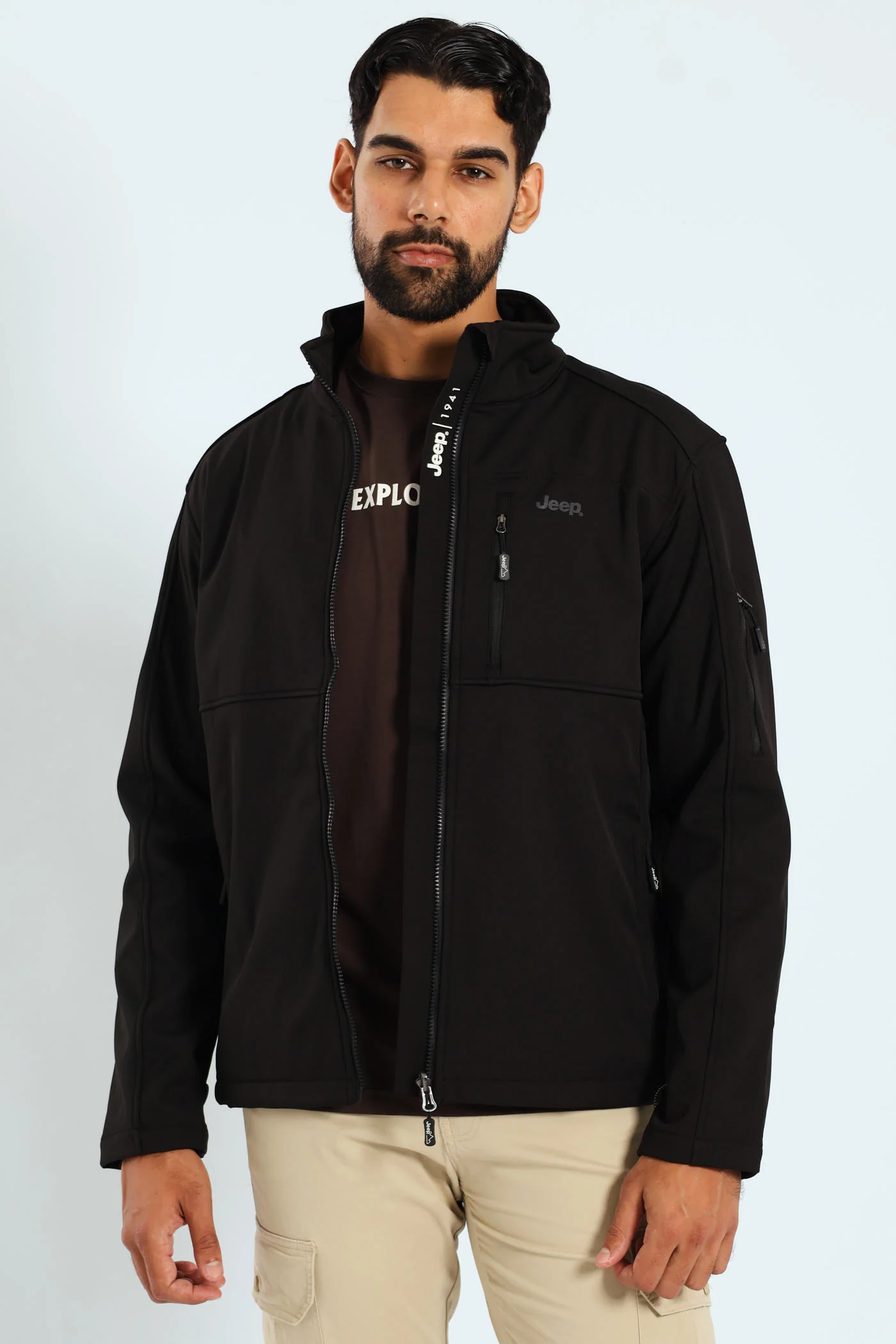 Funnel Neck Softshell Jacket - Black - Image 4