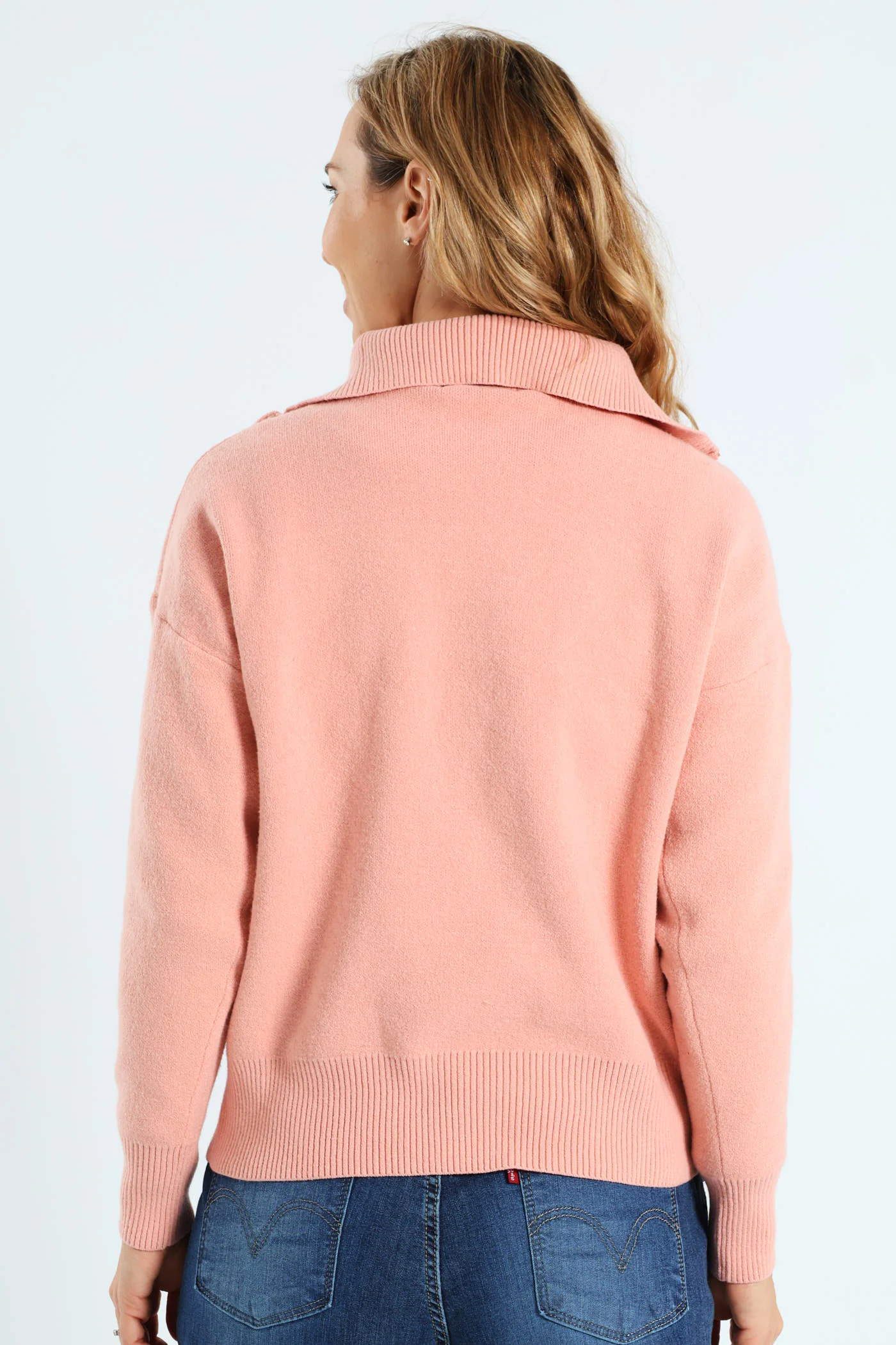 Funnel Neck Zip Pullover - Blush - Image 4