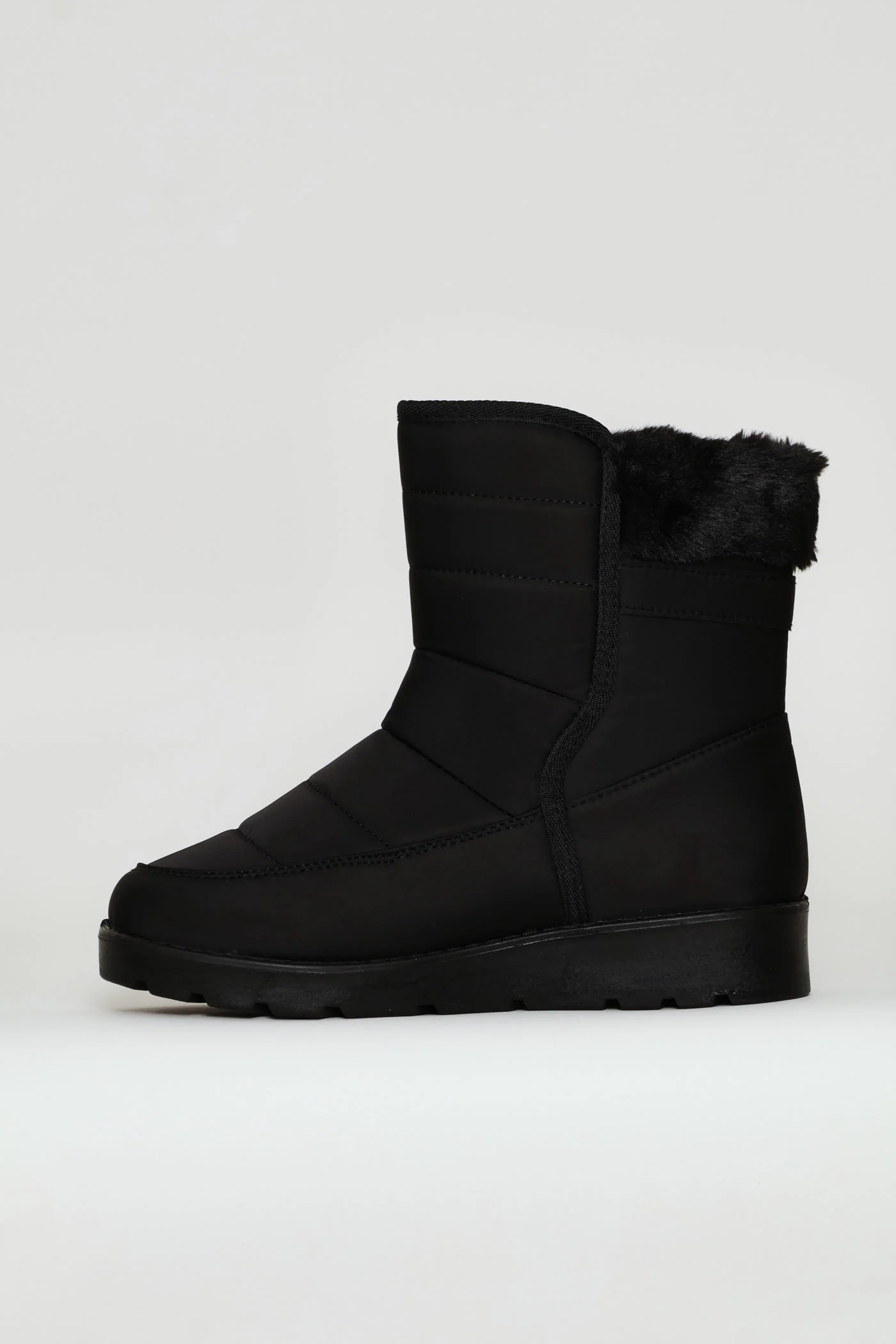 Faux Fur Snow Boot - Black - Image 3