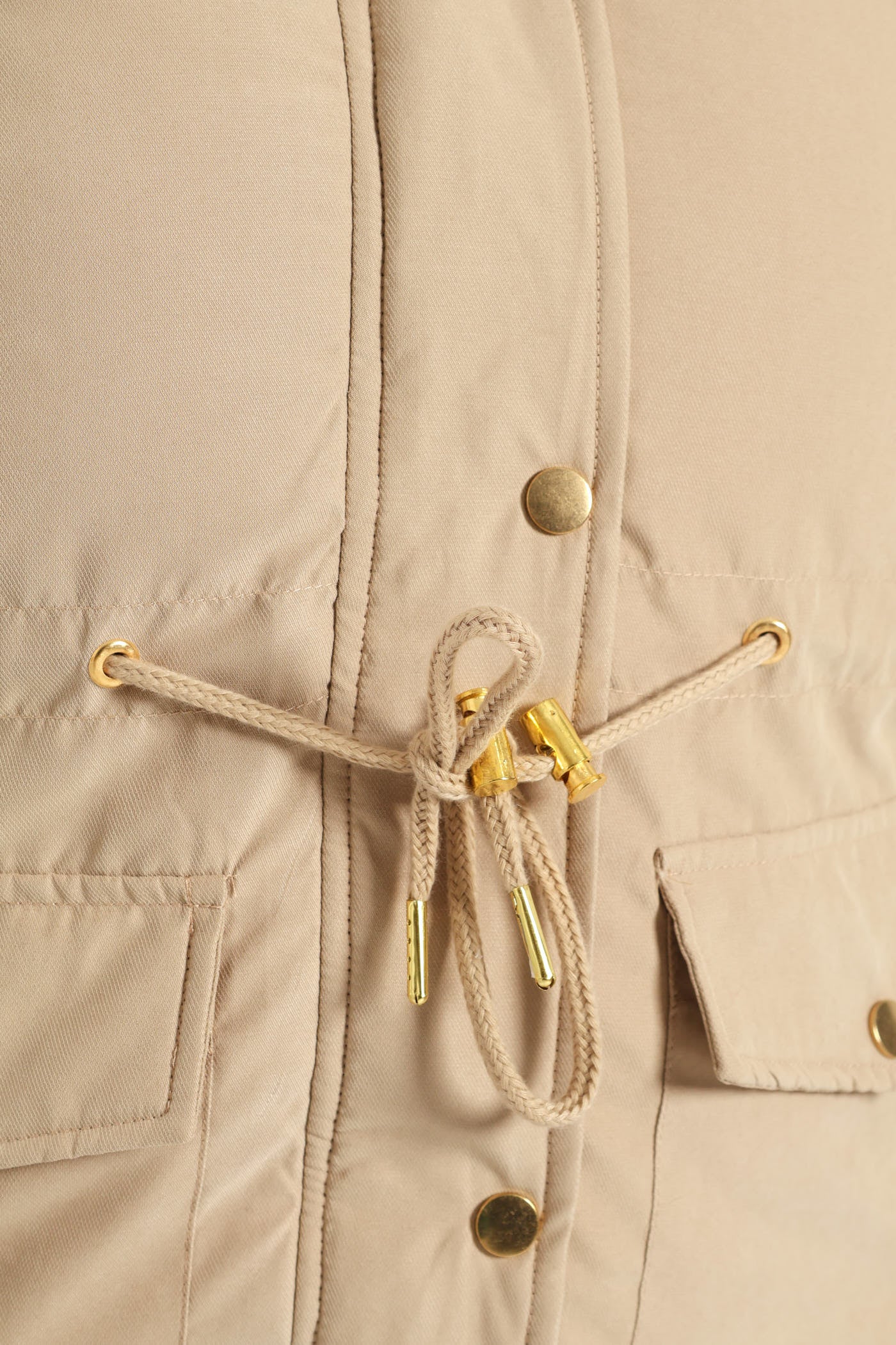 Fur Trim Parka With Utility Pockets & Detachable Hood - Dark Beige - Image 7