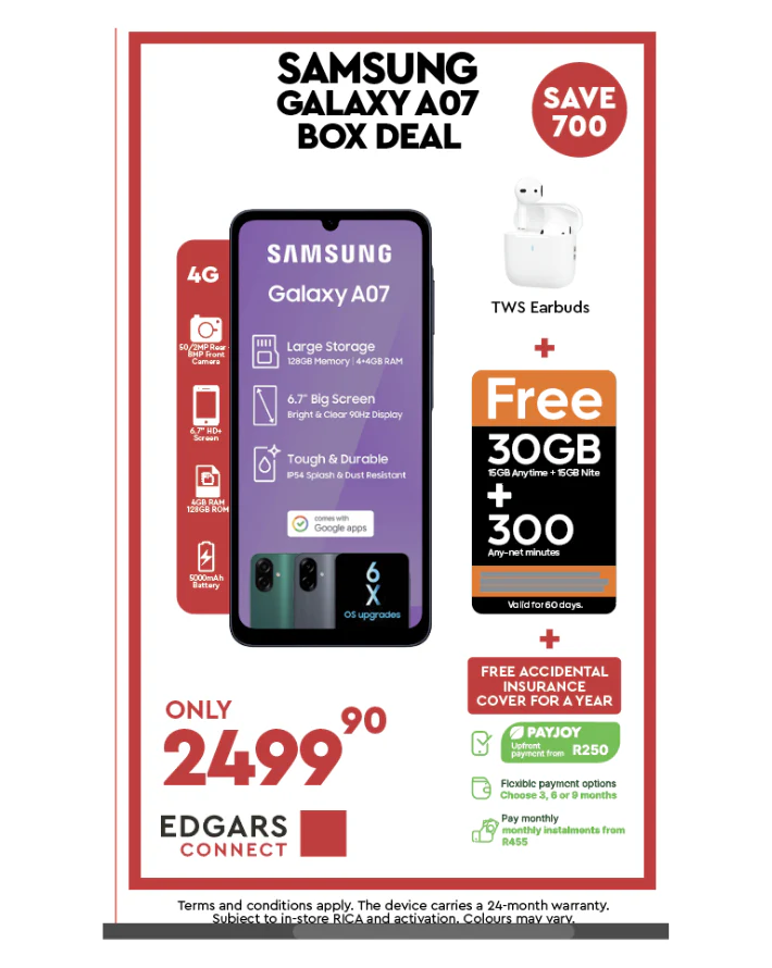 Galaxy A07 4GB + 128GB Dual Sim Cellphone - Green- Box Deal - Image 2
