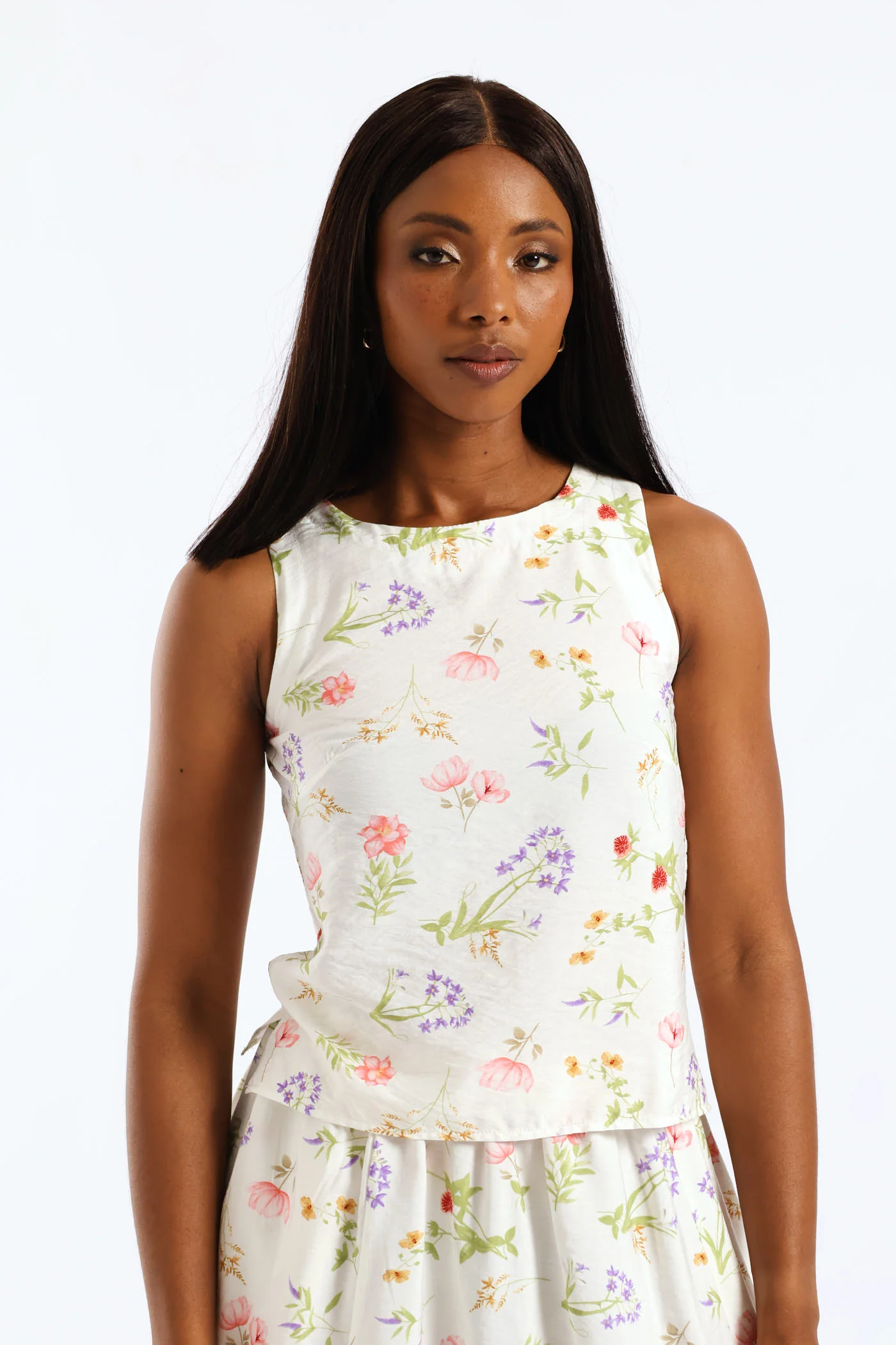 Garden Floral Shell Swing Tank - Cream - Image 2