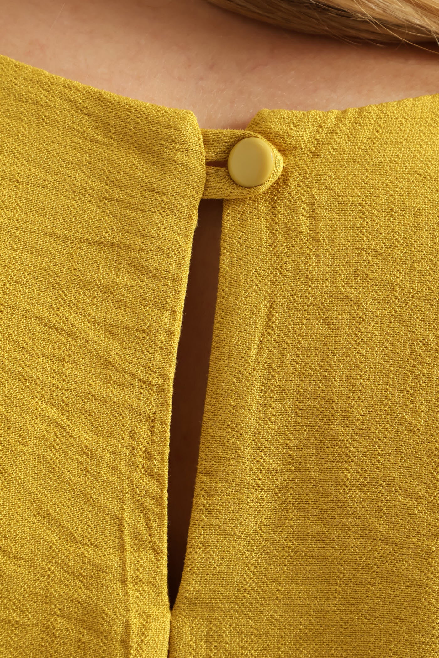 Gauged Neck Shift Mini Dress - Ochre - Image 5