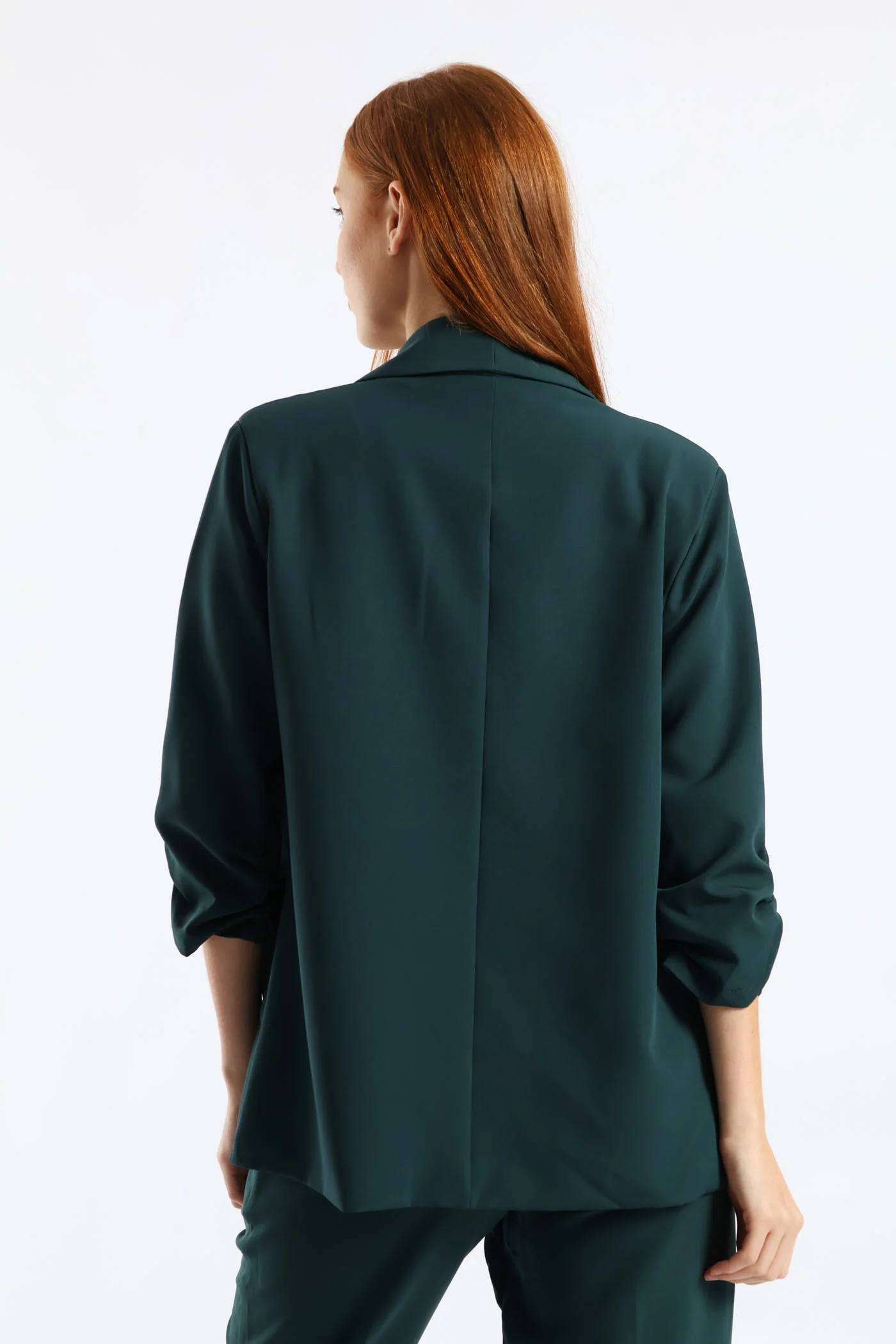Gauged Sleeve Blazer - Bottle - Image 5