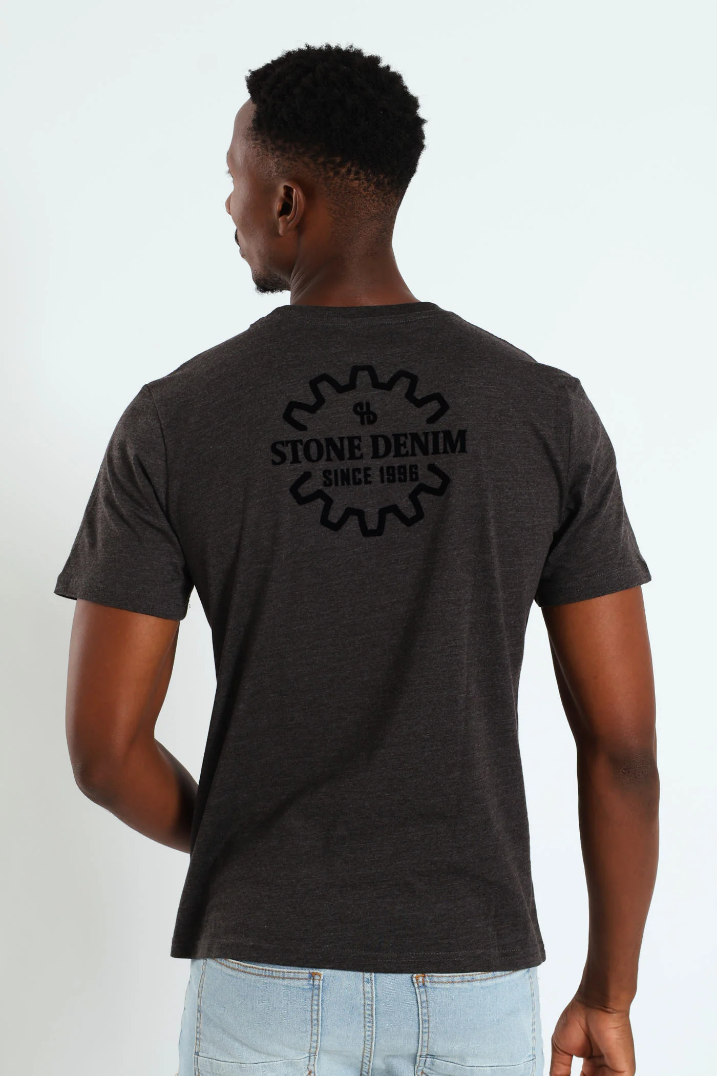 Gear Front & Back Print Tee - Charcoal Melange - Image 4