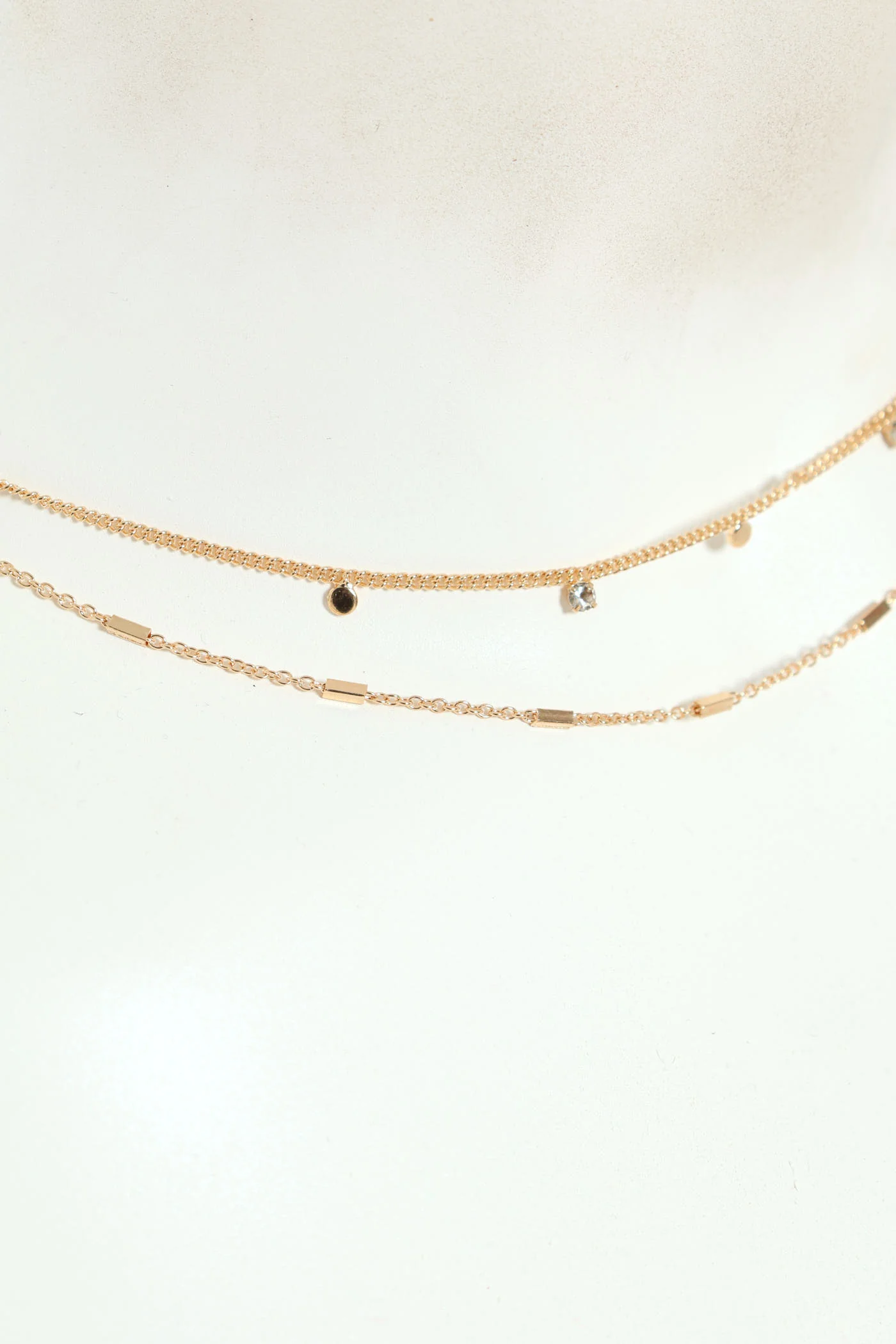 Gem & Disc Layered Necklace - Gold - Image 2