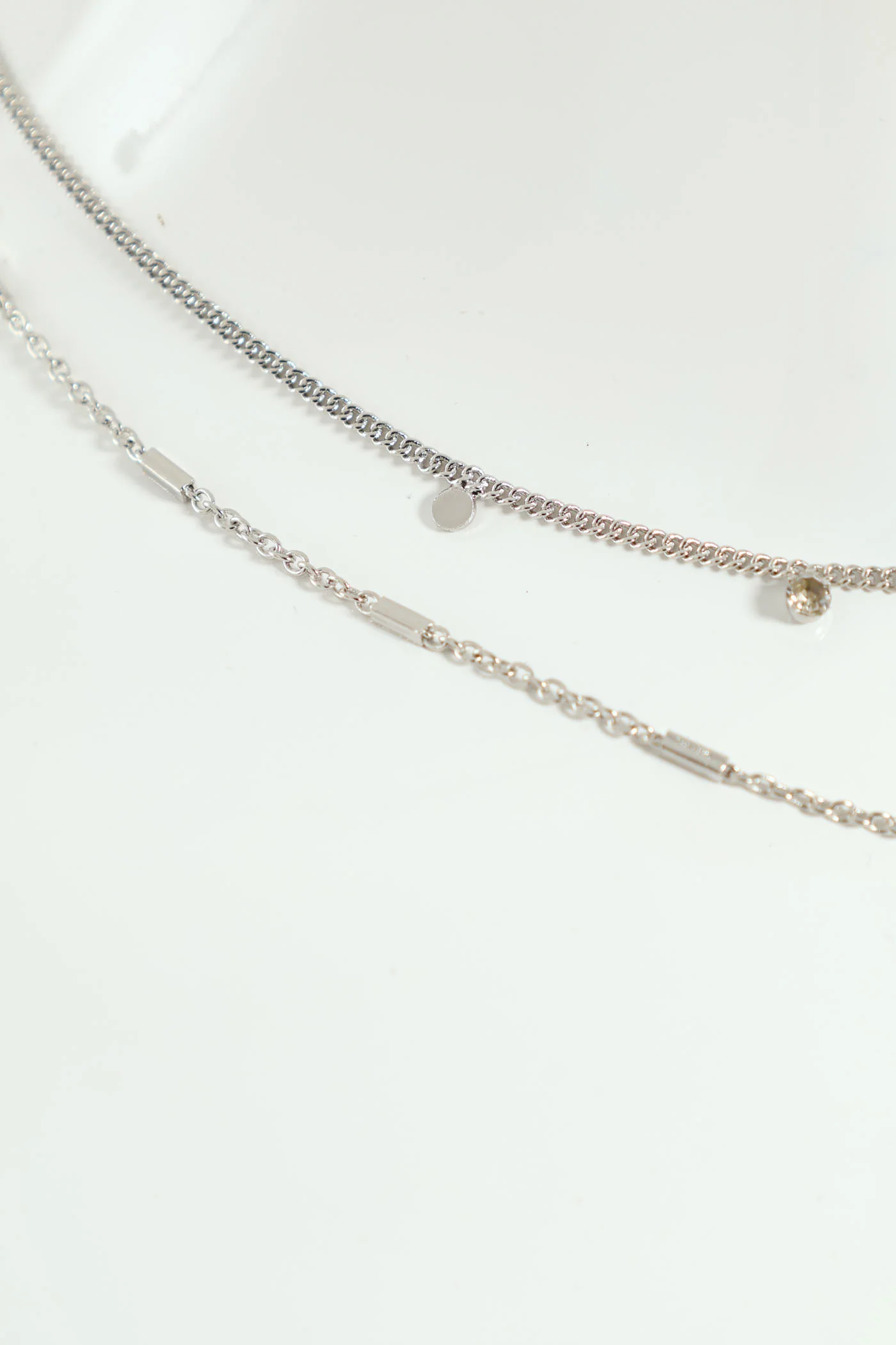 Gem & Disc Layered Necklace - Silver - Image 2