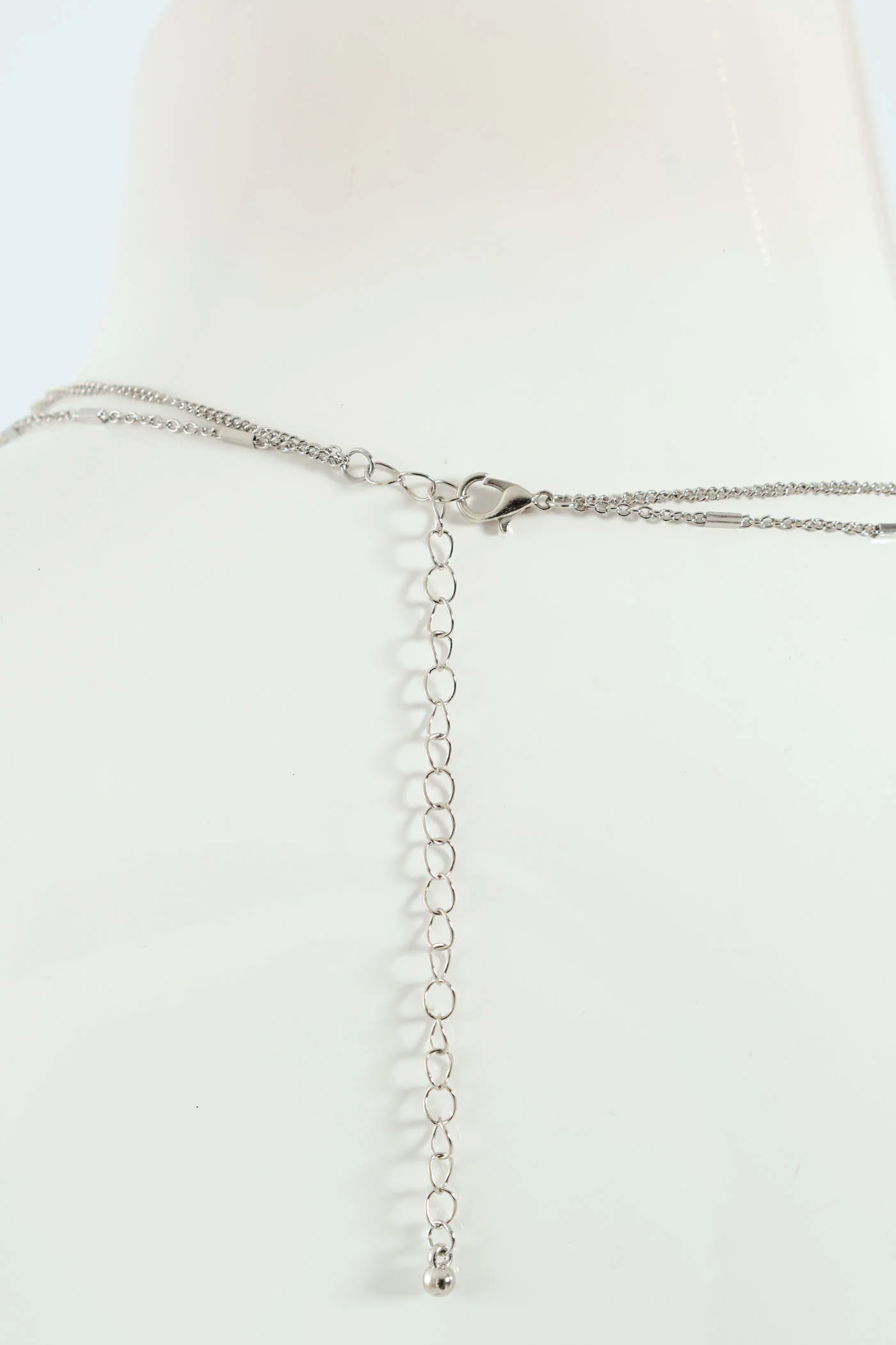 Gem & Disc Layered Necklace - Silver - Image 4