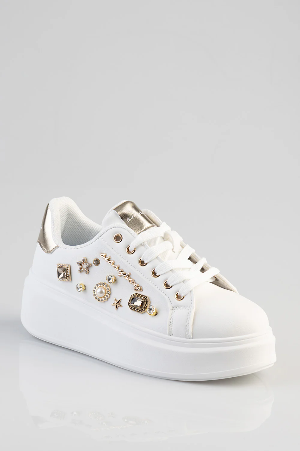 Gemy Bejeweled Chunky Sneaker - White - Image 2