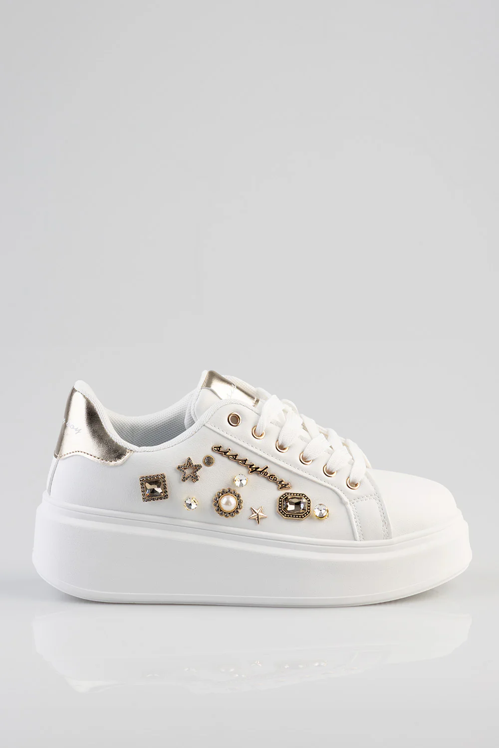 Gemy Bejeweled Chunky Sneaker - White - Image 4