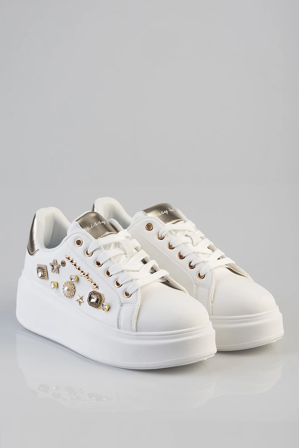 Gemy Bejeweled Chunky Sneaker - White - Image 6