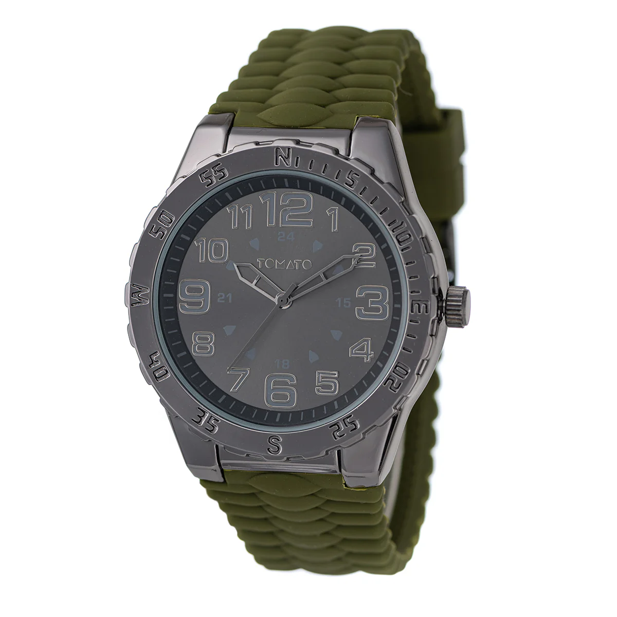 42mm Gunmetal Case & Dial With Green Silicone Band - Gunmetal - Image 4