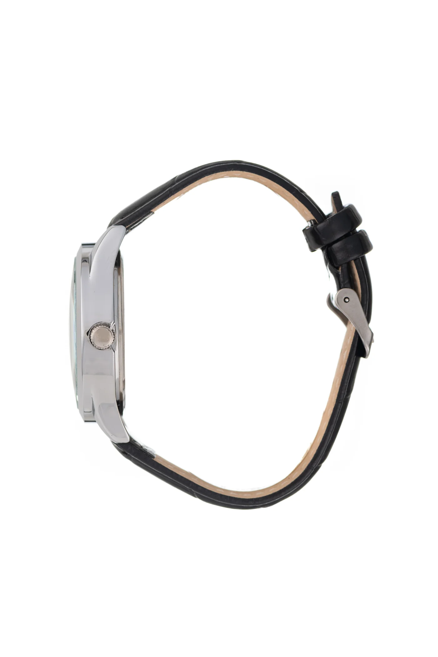 Gents 44Mm Silver Case Watch With Black Dial & Band - Image 2