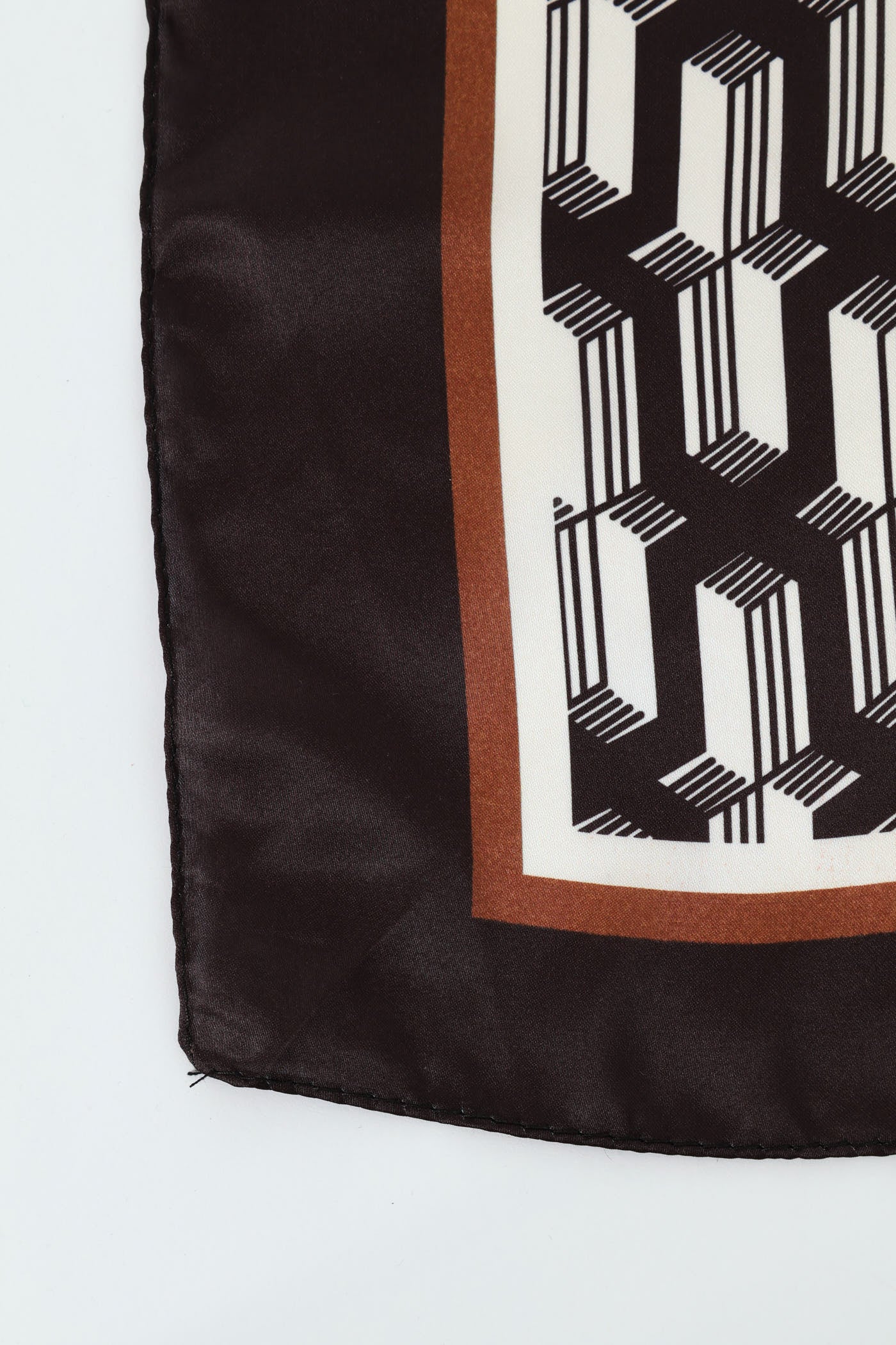 Geo Border Print Satin Feel Scarf - Black - Image 3