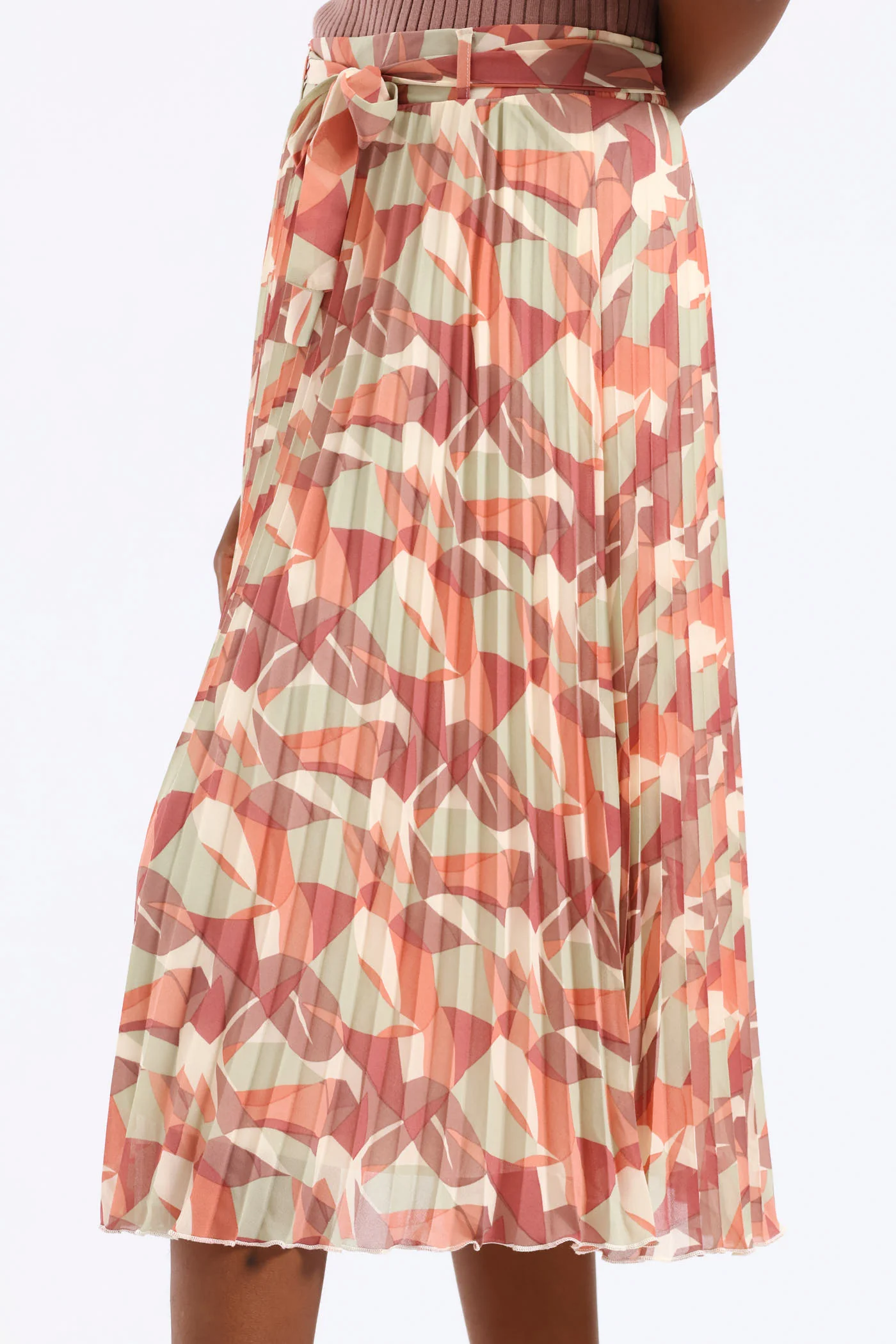 Geo Chiffon Pleated Midi Skirt - Multi - Image 3