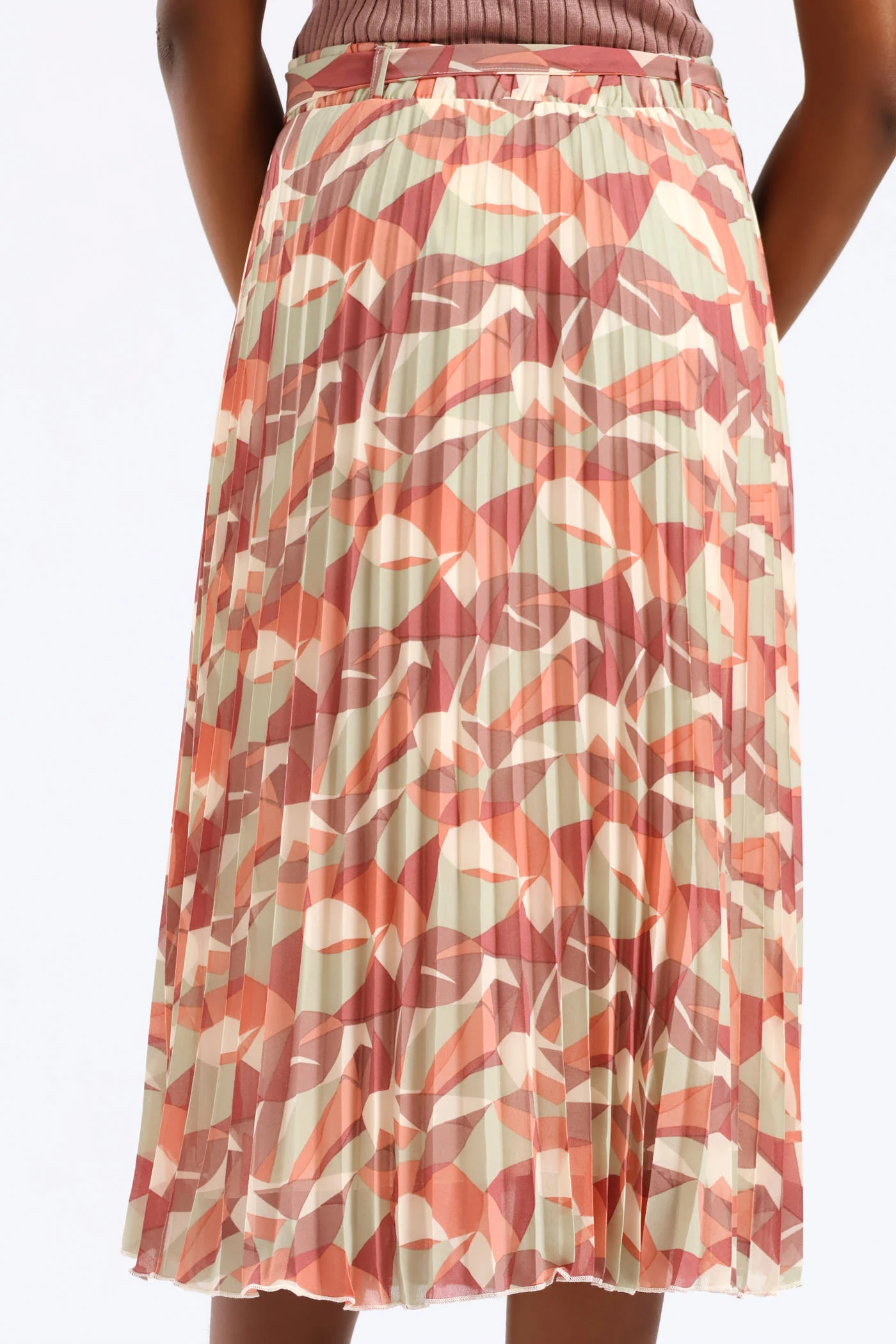 Geo Chiffon Pleated Midi Skirt - Multi - Image 4