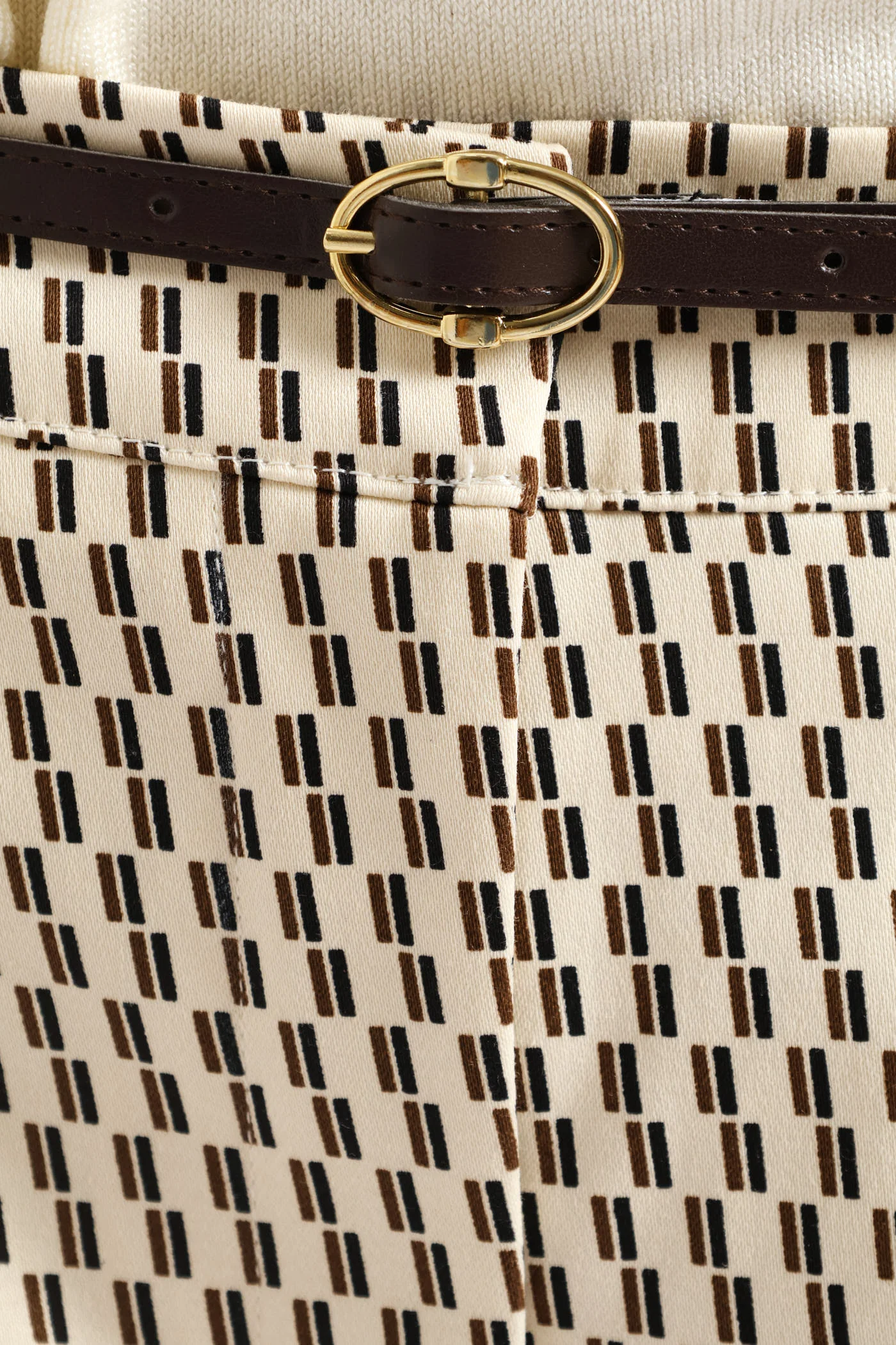 Belted Geo Chino Pant - Cream - Image 2