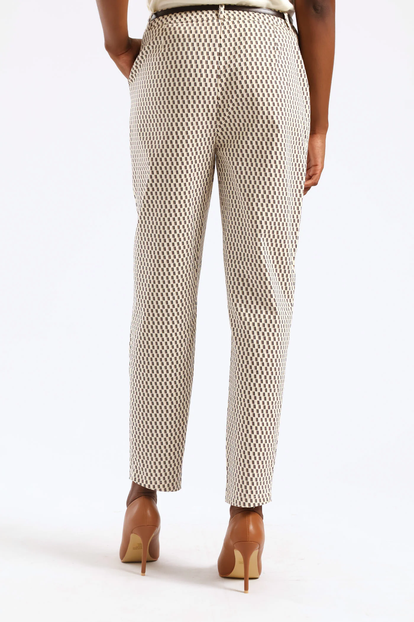 Belted Geo Chino Pant - Cream - Image 4