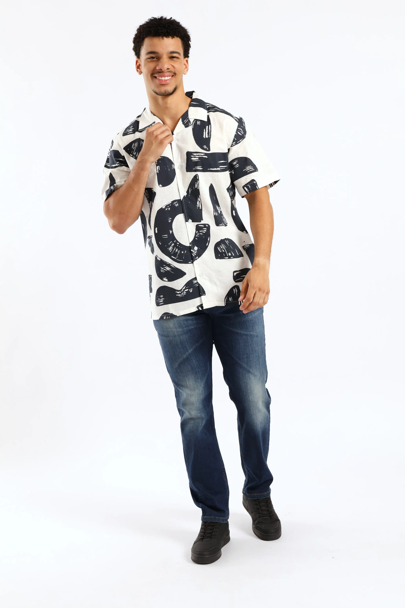 Geo Cotton Shirt - White - Image 5