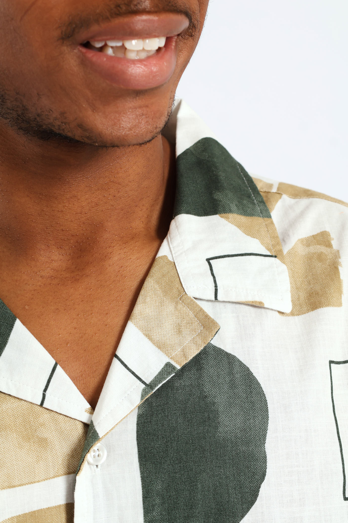 Geo Print Cotton Slub Shirt - Green - Image 2