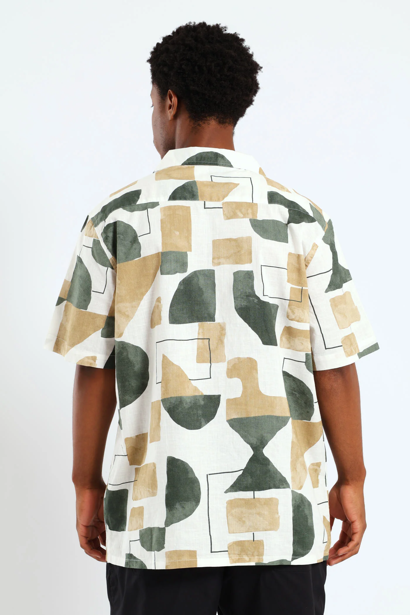 Geo Print Cotton Slub Shirt - Green - Image 5