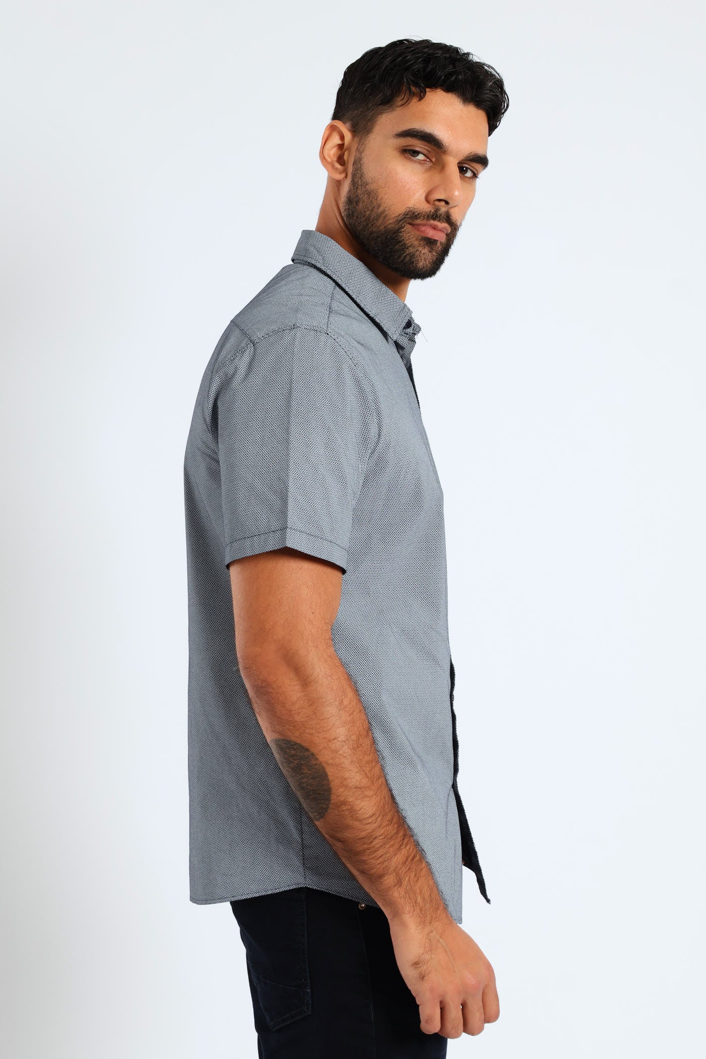 Geo Print Gear Shirt - Navy - Image 4