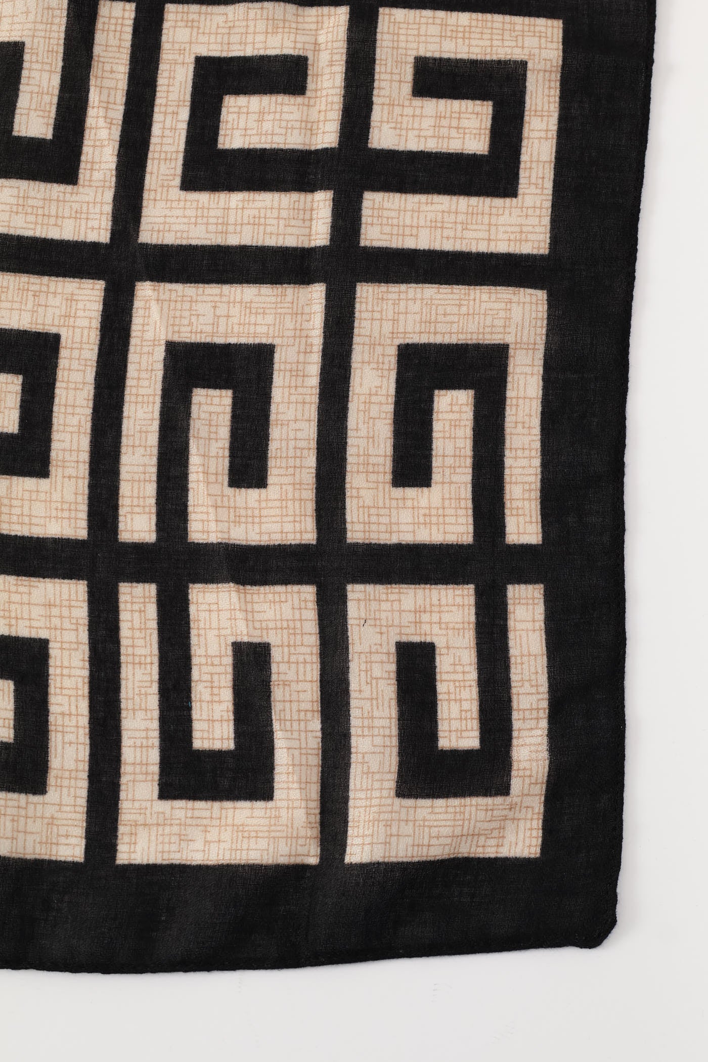 Geo Print Light Weight Scarf - Black/Stone - Image 3