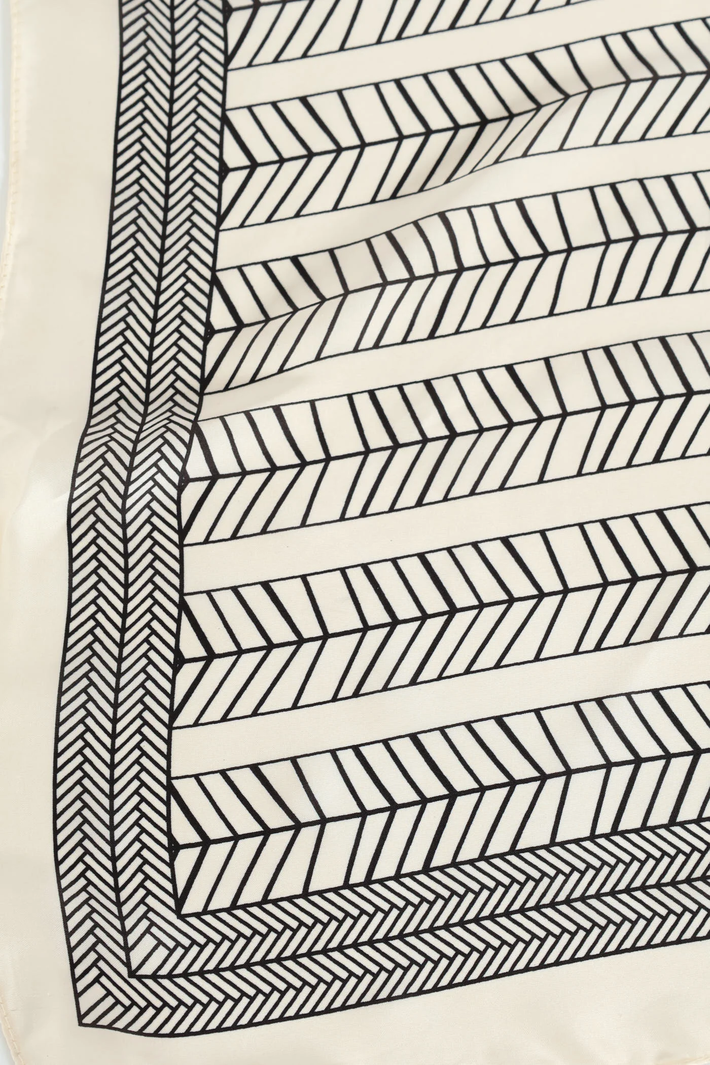 Geo Print Satin Feel Scarf - White - Image 2