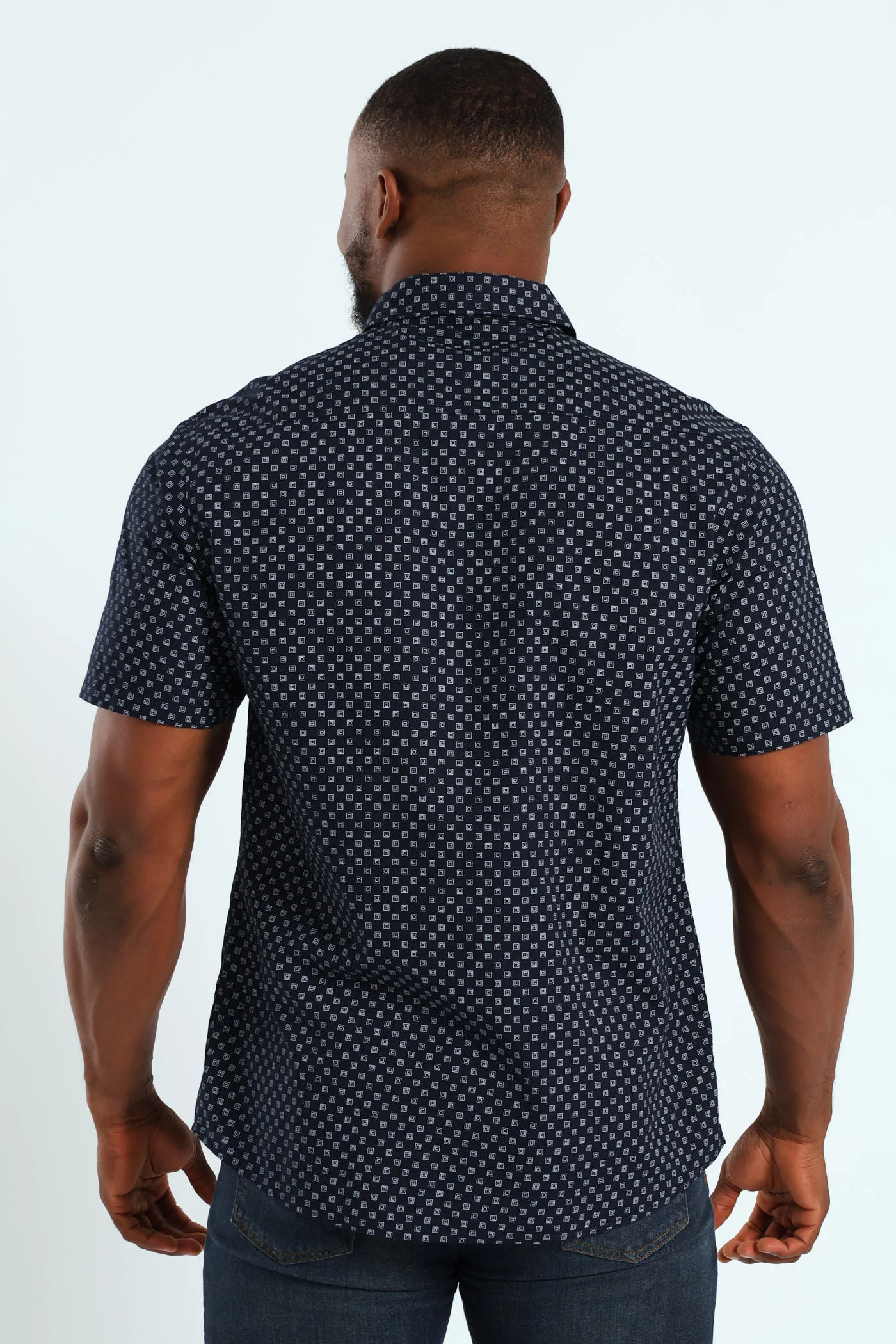 Geo Screen Print Shirt - Navy - Image 3