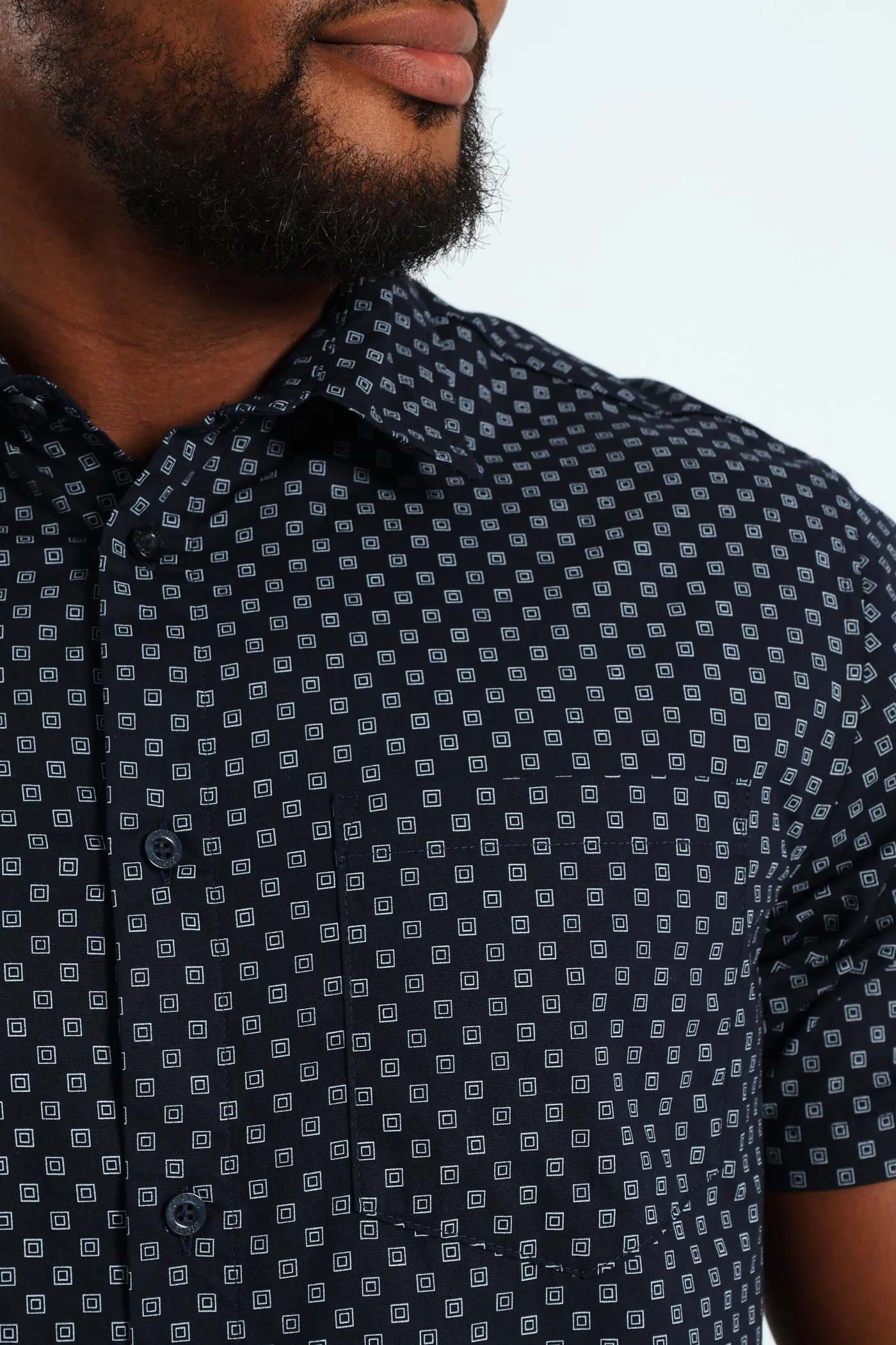 Geo Screen Print Shirt - Navy - Image 4