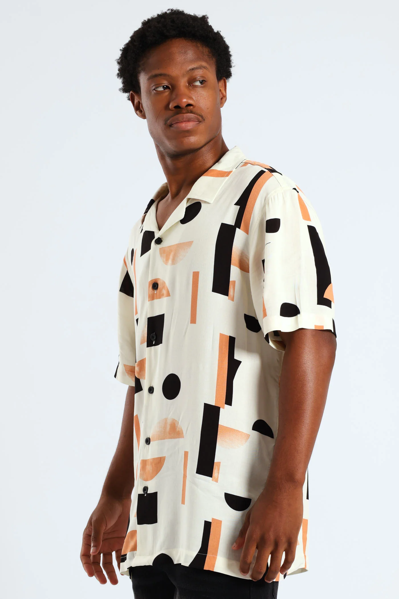 Geo Viscose Print Shirt - White - Image 2