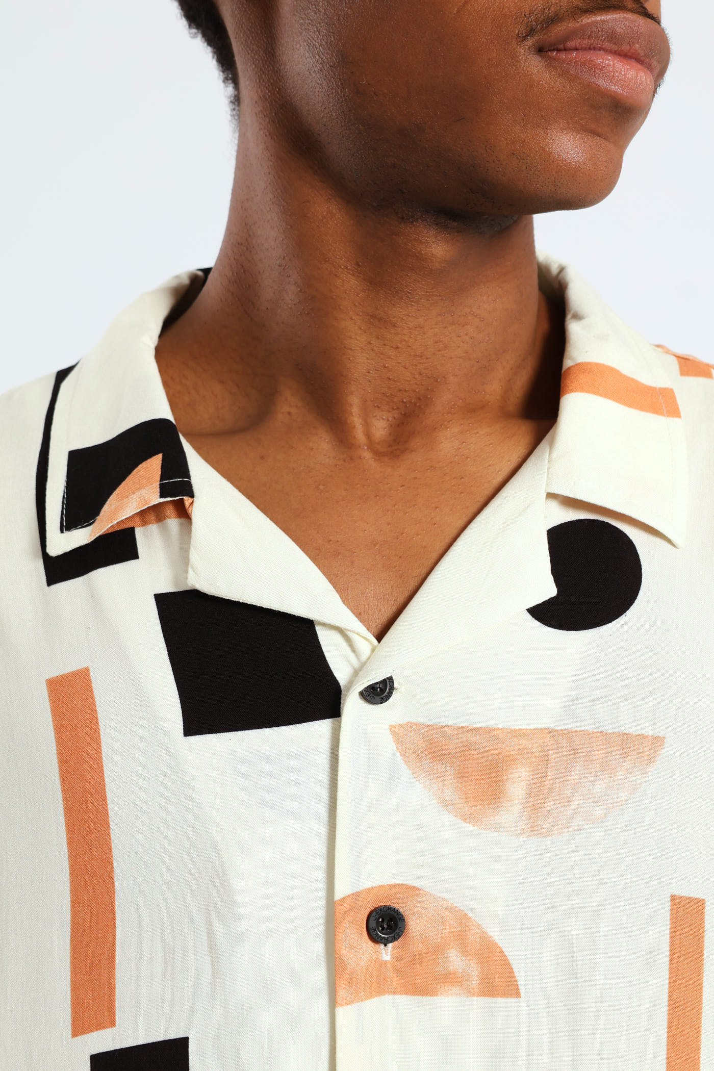 Geo Viscose Print Shirt - White - Image 5