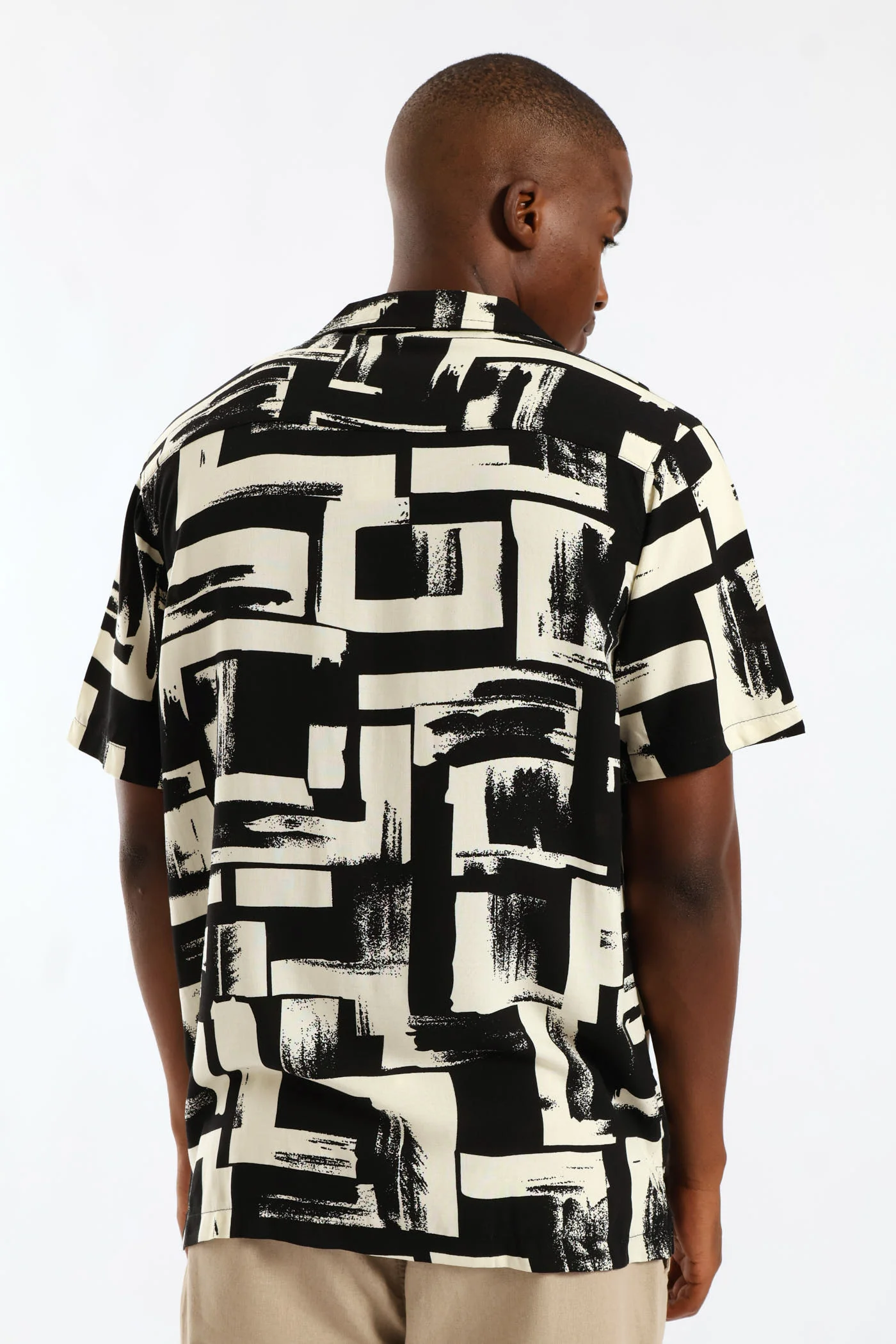 Geo Viscose Shirt - Black/Ecru - Image 5